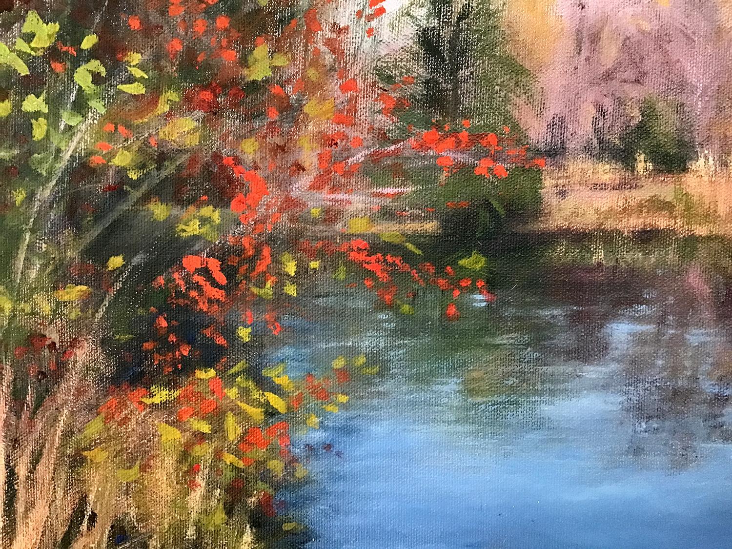 <p>Artist Comments<br>Artist Elizabeth Garat presents an impressionist autumnal pond. She works on landscapes from direct observation, inspired by the changing seasons. 