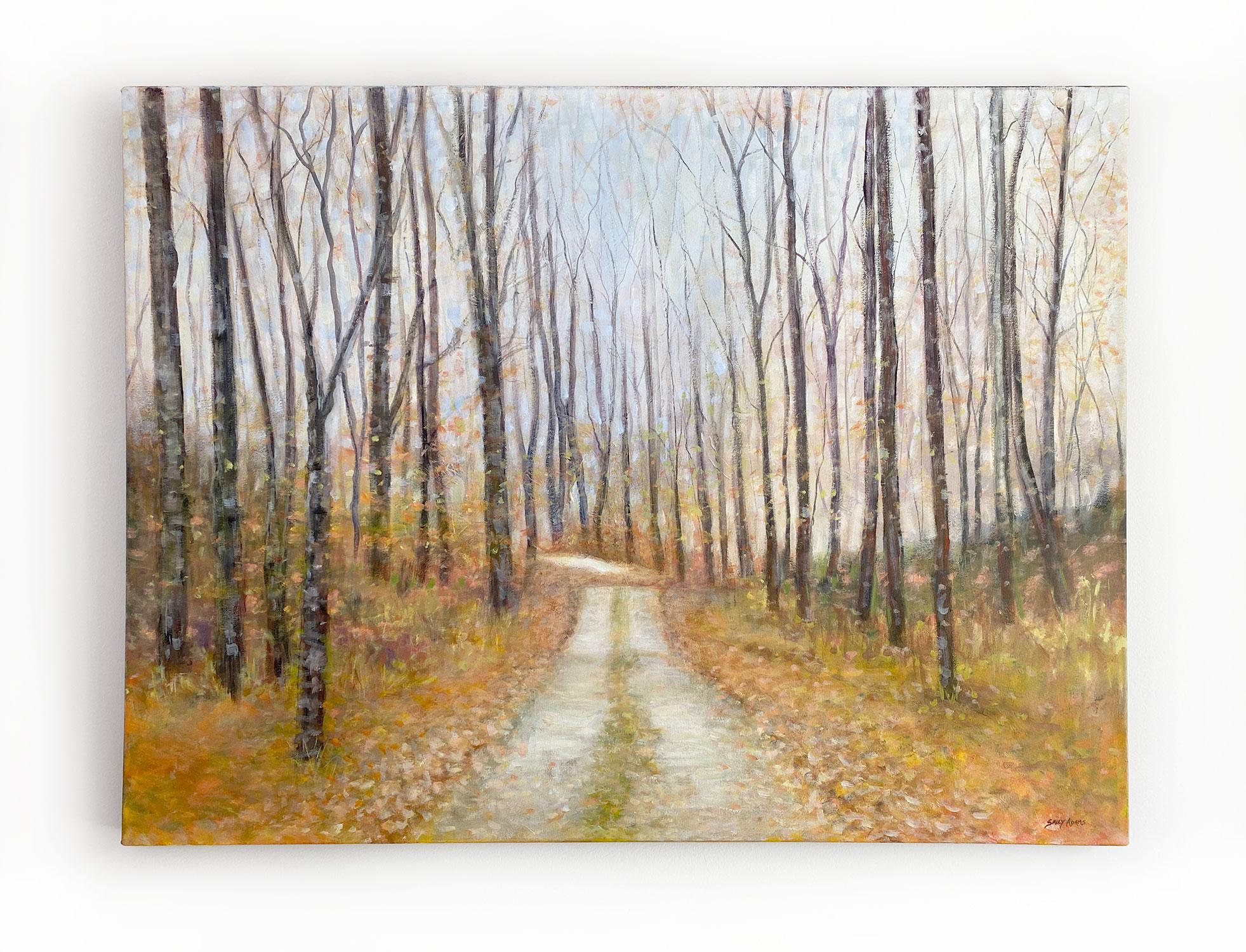 <p>Artist Comments<br>Artist Sally Adams shares a dreamlike view of a trail going through an autumnal forest. She draws inspiration from a reference photo she took between Harbor Springs and Rogers City in northern Michigan. An overcast fall day and