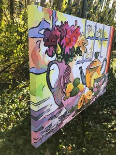 Tee und Blumen, Originalgemälde