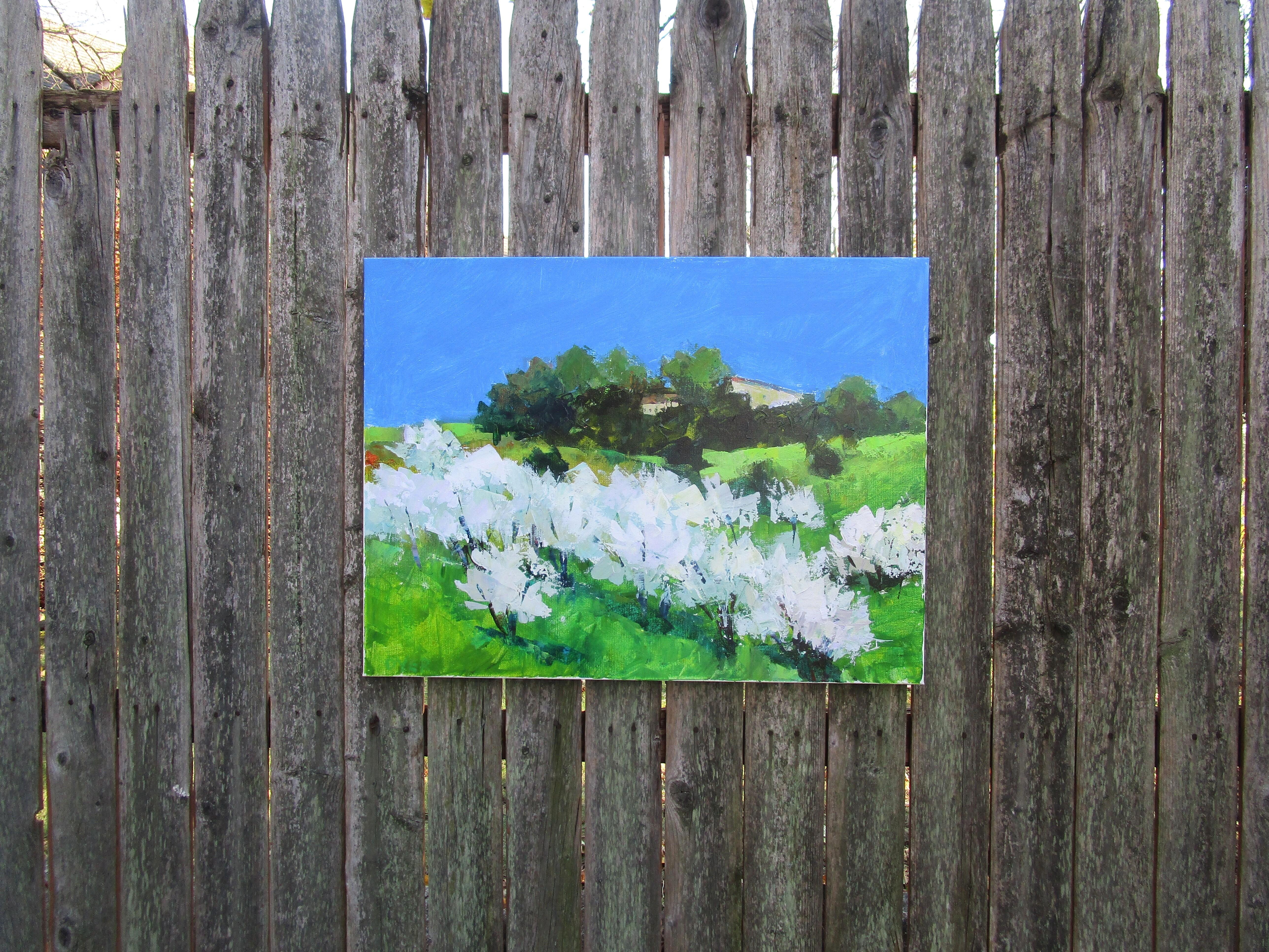 <p>Kommentare des Künstlers<br>Die Künstlerin Janet Dyer entwirft eine impressionistische Landschaft mit blühenden Feldern der Provence. 