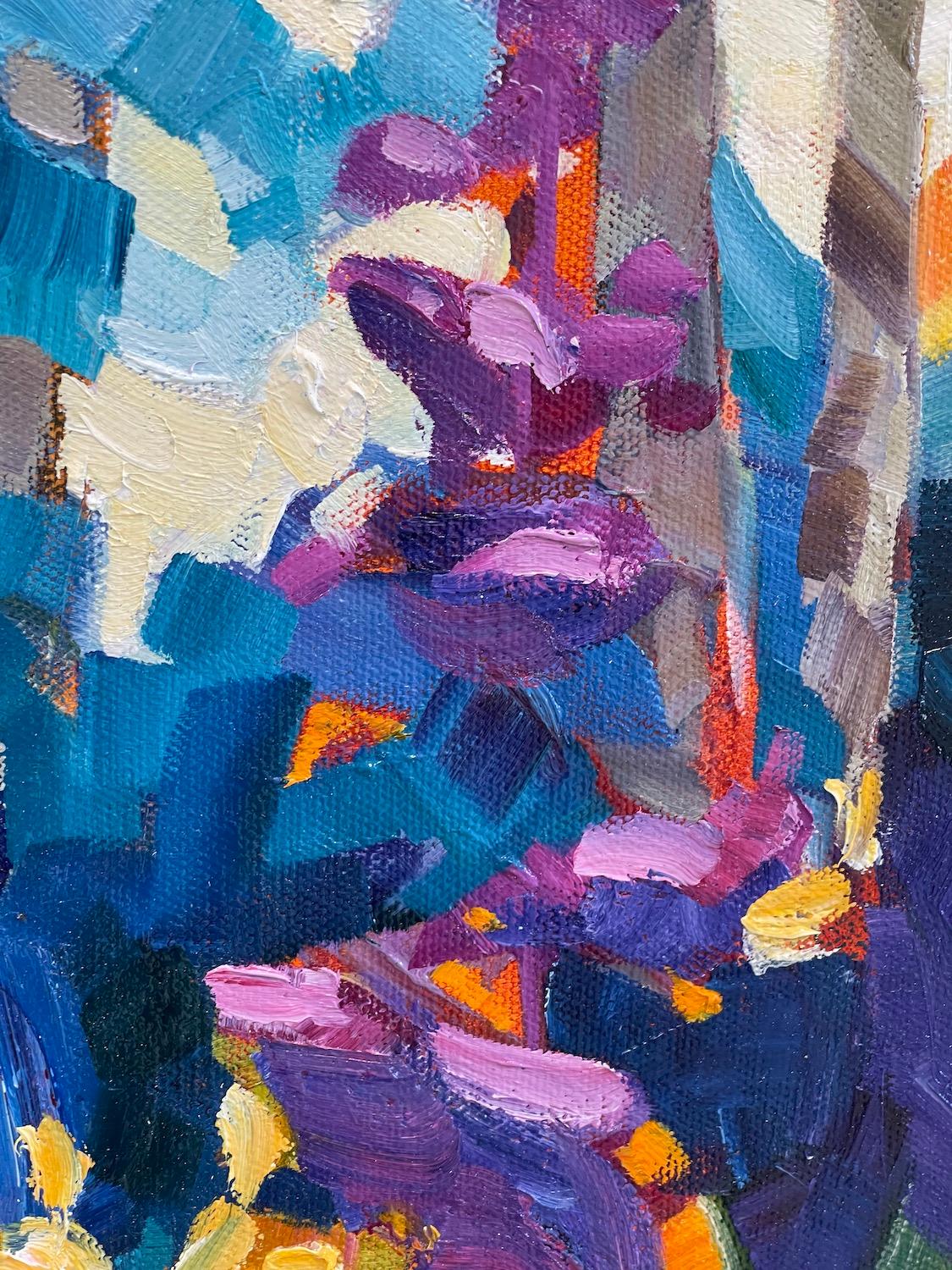 Foxglove, Oil Painting - Abstract Expressionist Art by Teresa Smith