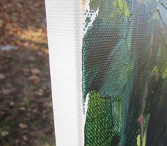 Yellow Bushes by Lake, Original Painting
