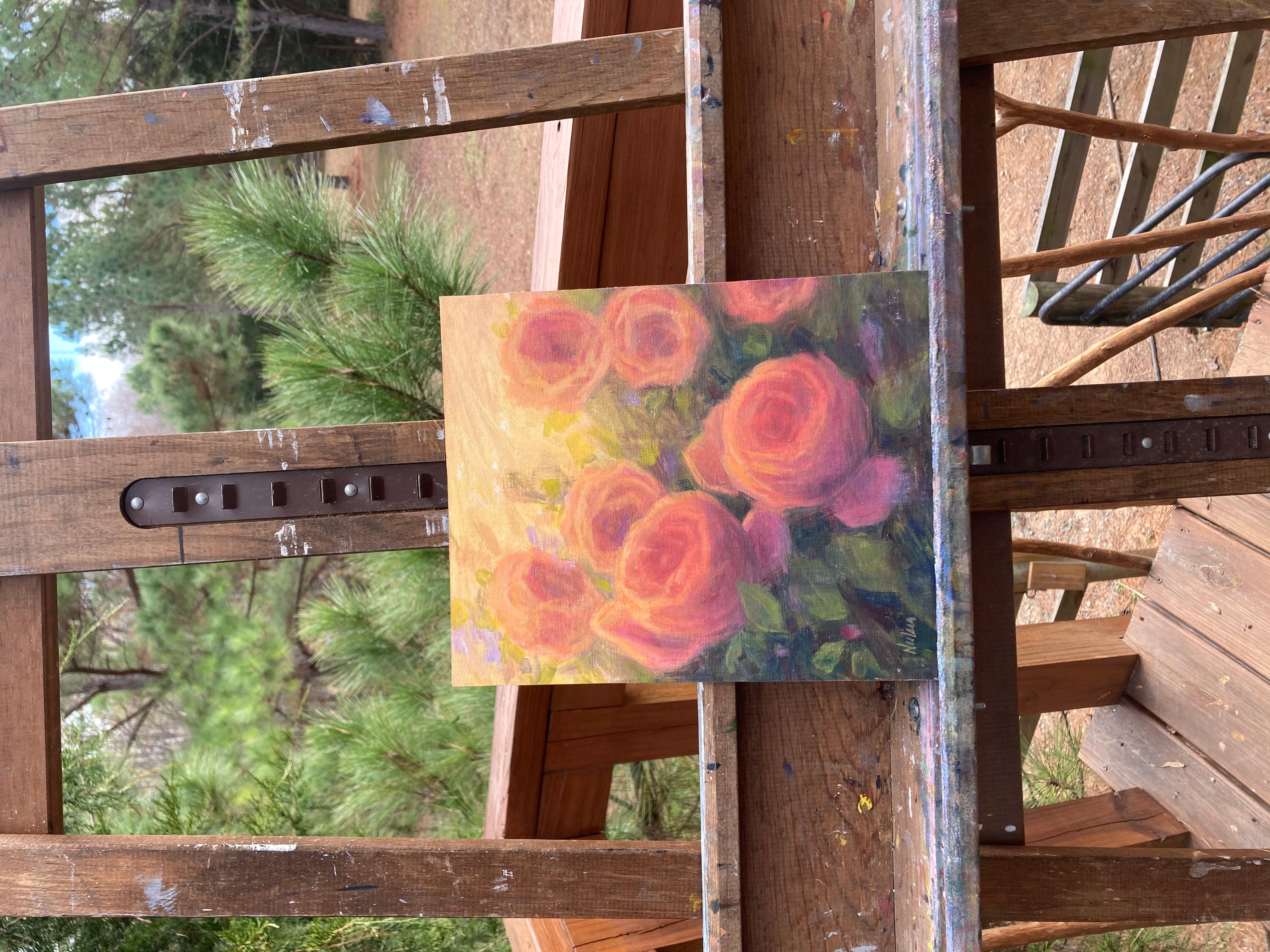 <p>Commentaires de l'artiste<br>L'artiste Lisa Nielsen présente des roses impressionnistes qui brillent sous la chaleur du soleil. Des fleurs dodues jaillissent des arbustes effervescents du jardin rayonnant. La composition florale attire le