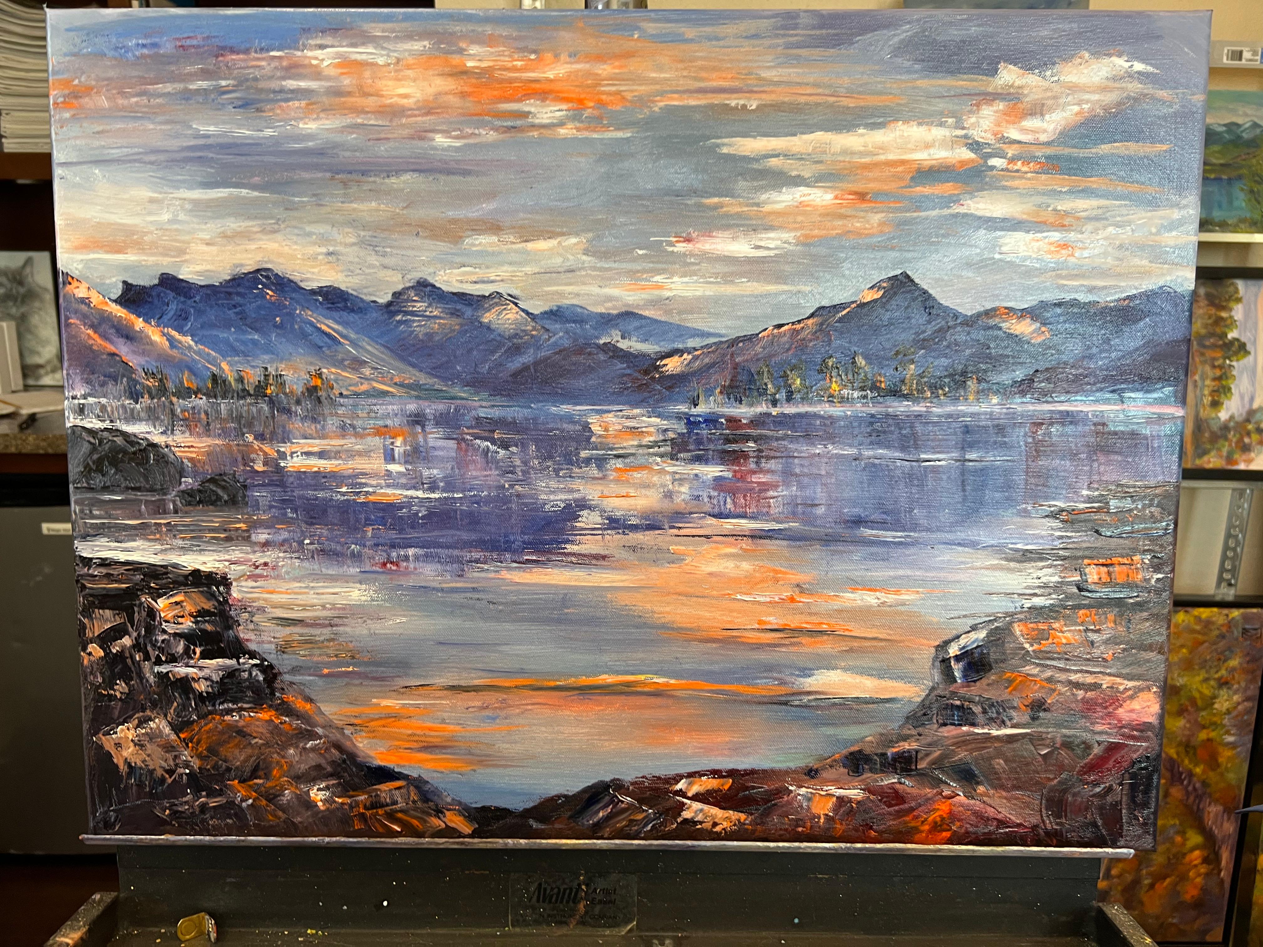 Montana Sunrise, Pittura a olio - Painting Impressionismo astratto di Marilyn Froggatt