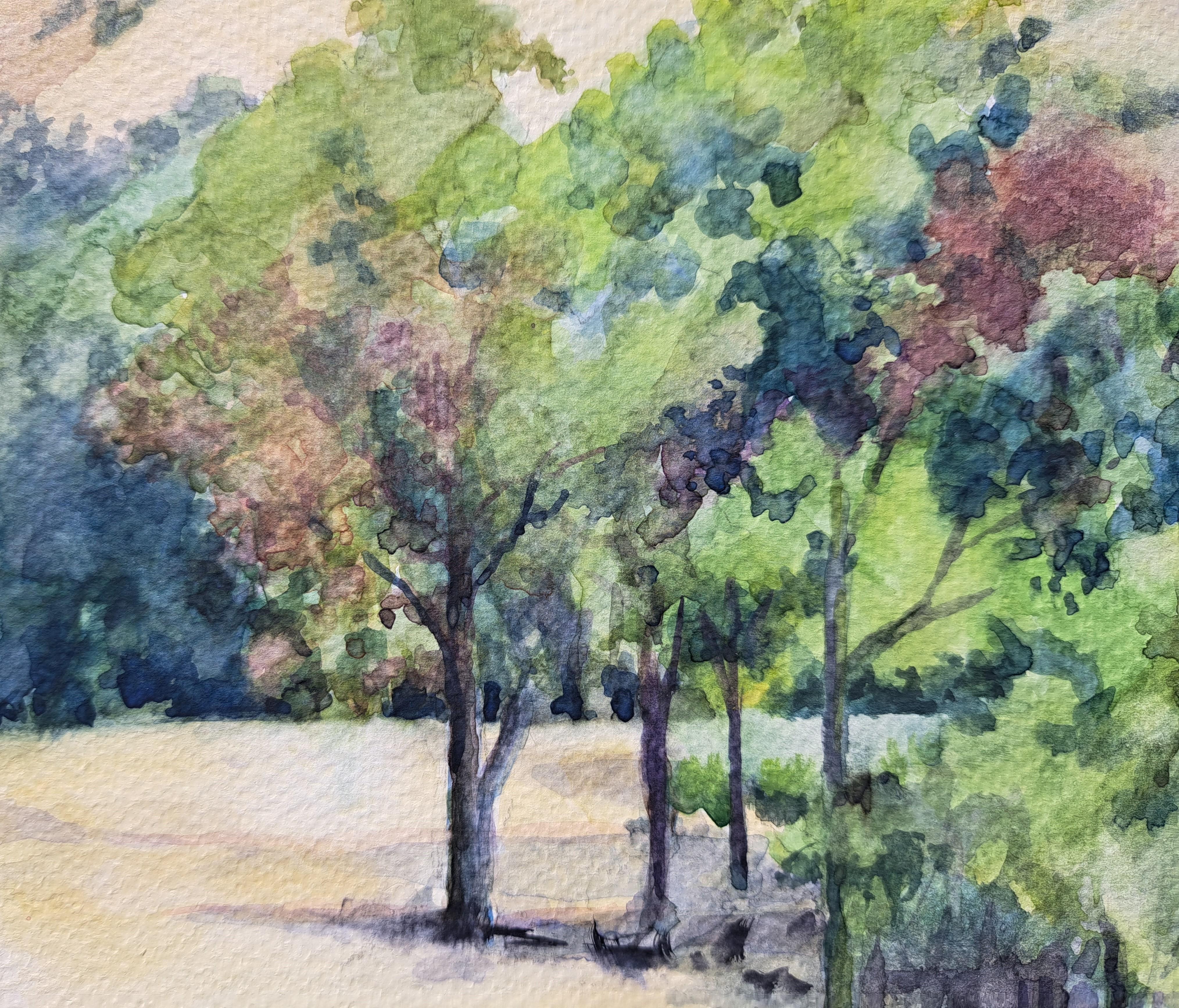 <p>Artist Comments<br>Artist Catherine McCargar exhibits a scenic landscape of Mt. Diablo with an impressionistic style. The dense leaves of the lush trees rustle from the refreshing gusts of mountain air. Catherine notes that the dark parts of the