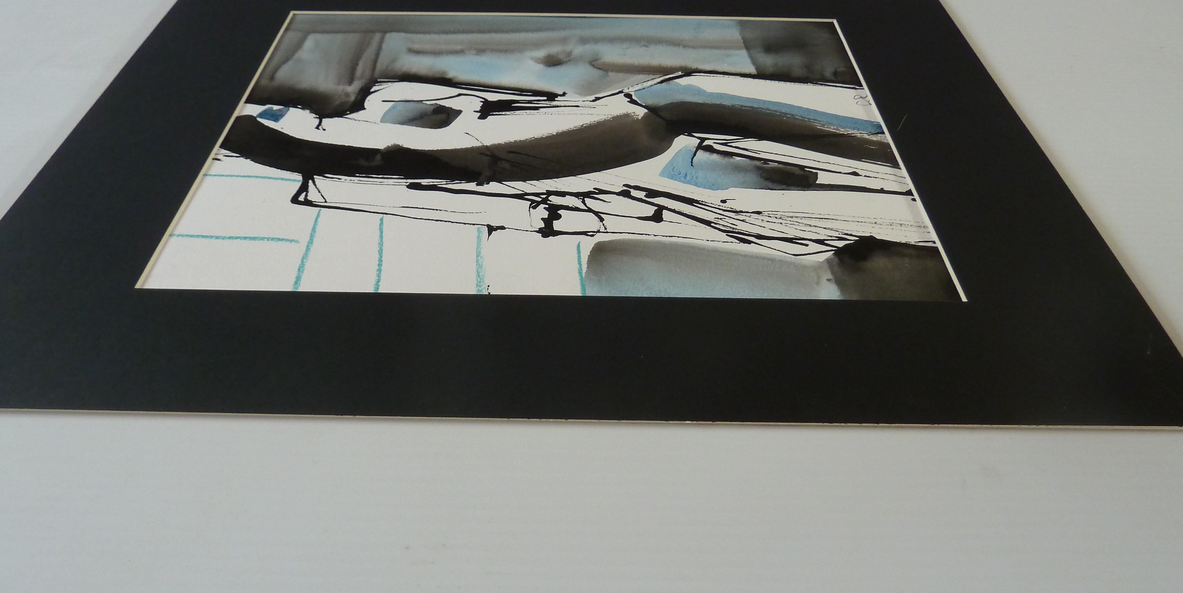 Dessin à l'encre gestuelle n° 3, peinture abstraite - Art de Gail Ragains