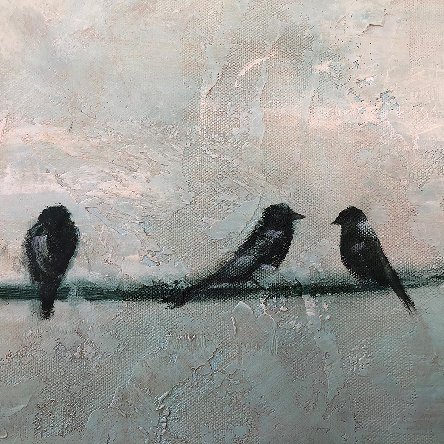 <p>Artist Comments<br>Artist Sally Adams exhibits a flock of birds perching on a telephone wire. 