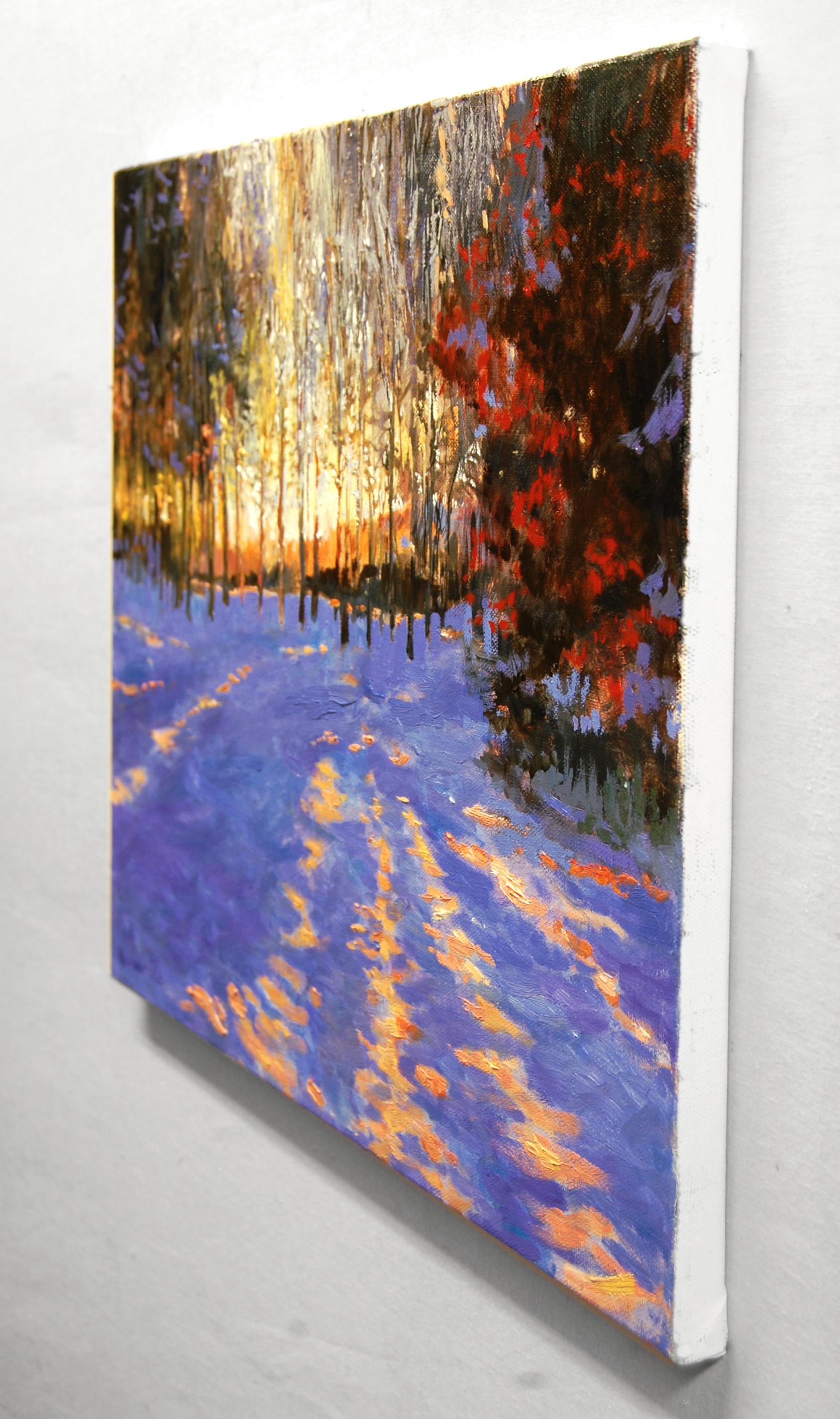Sunset on the River Trail, Oil Painting - Abstract Impressionist Art by Onelio Marrero