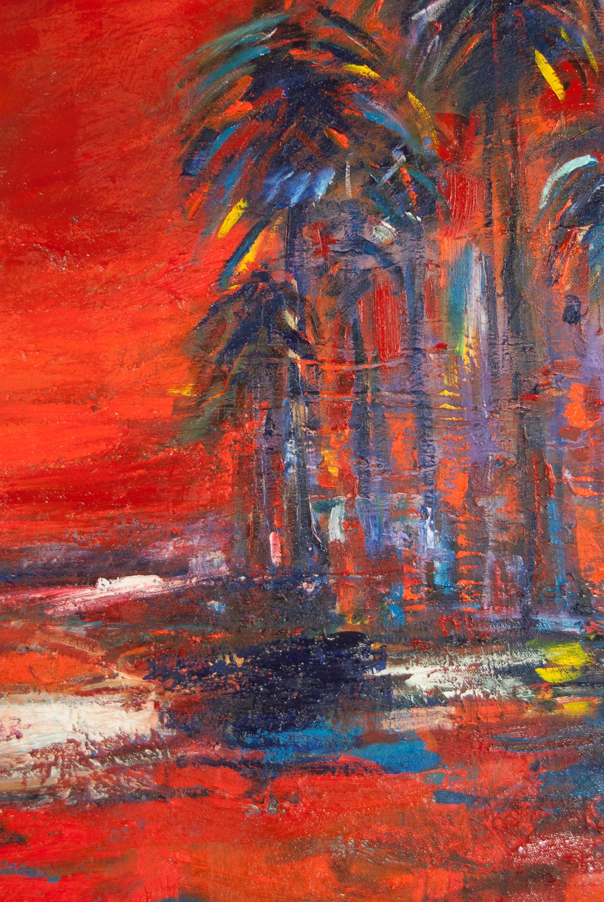 <p>Commentaires des artistes<br>L'artiste Kajal Zaveri présente une vue des palmiers tropicaux qui bordent Miami. Elle démontre son style distinct avec des touches de peinture, à la limite de l'abstraction et du primitivisme. Elle s'inspire d'un