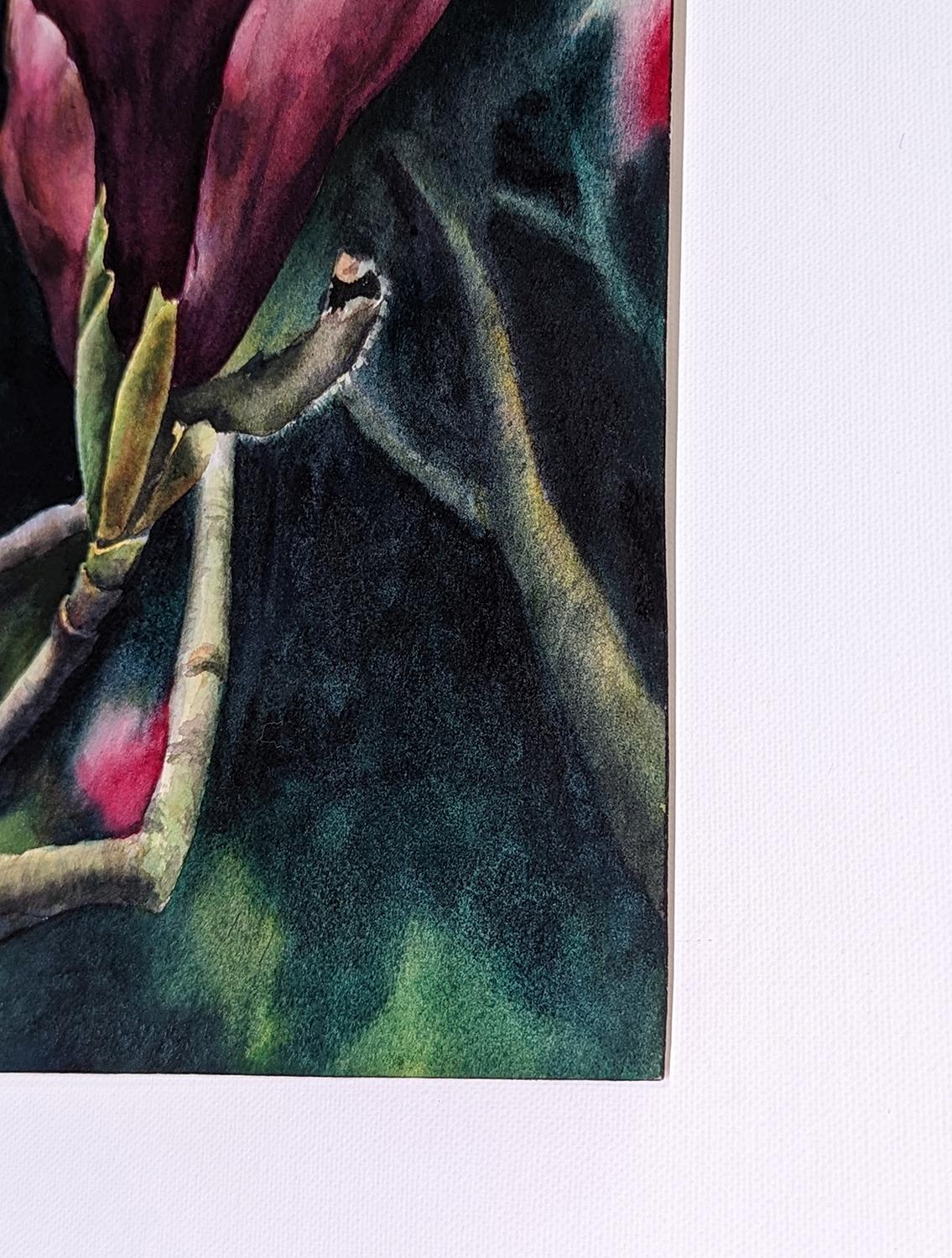 Peinture originale de Crimson Magnolias - Art de Jinny Tomozy
