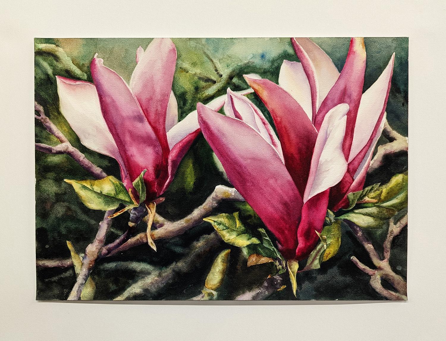 Moody Magnolias, Originalgemälde (Amerikanischer Realismus), Art, von Jinny Tomozy