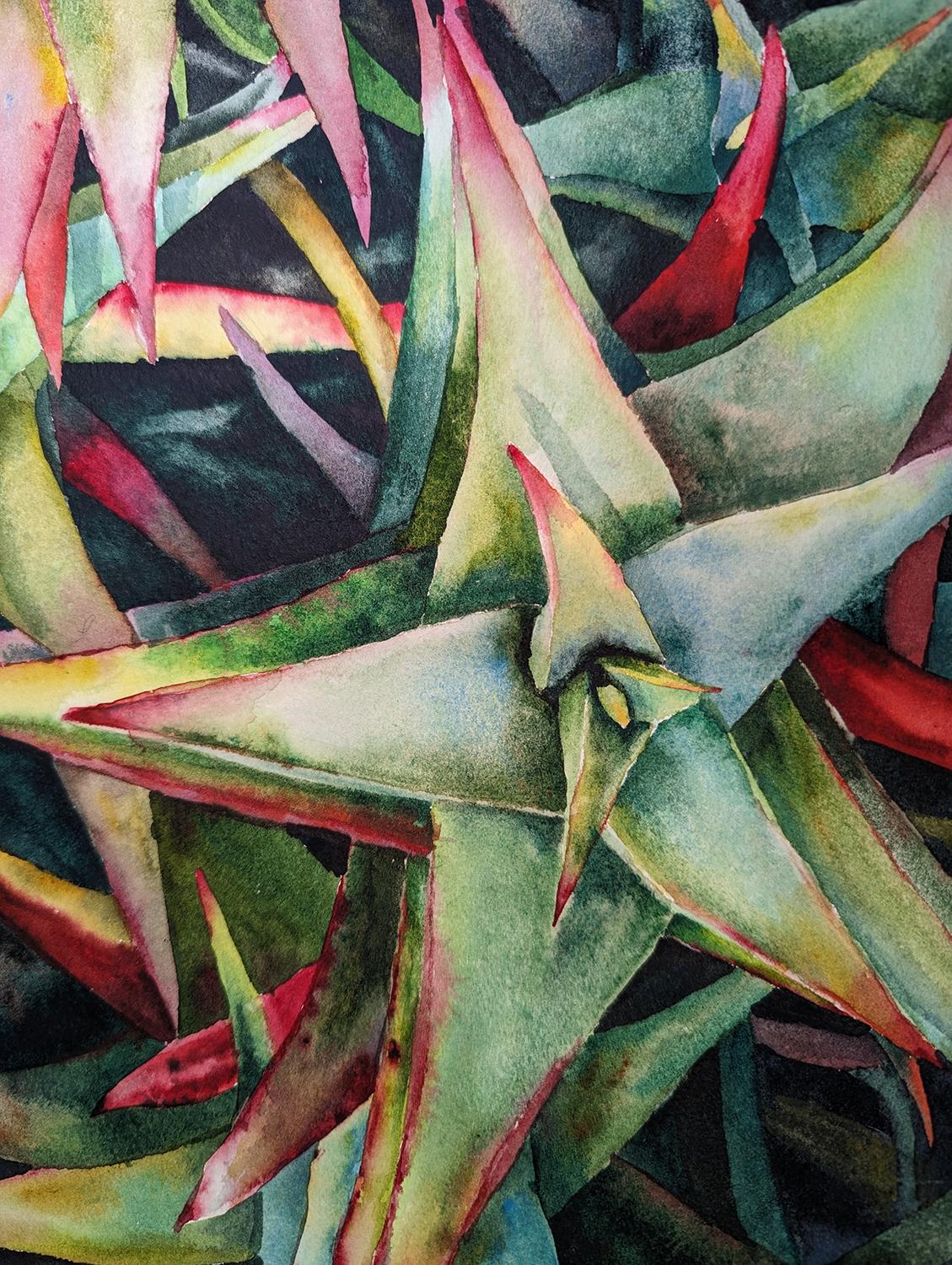 Succulent Stars, Original Painting - American Realist Art by Jinny Tomozy