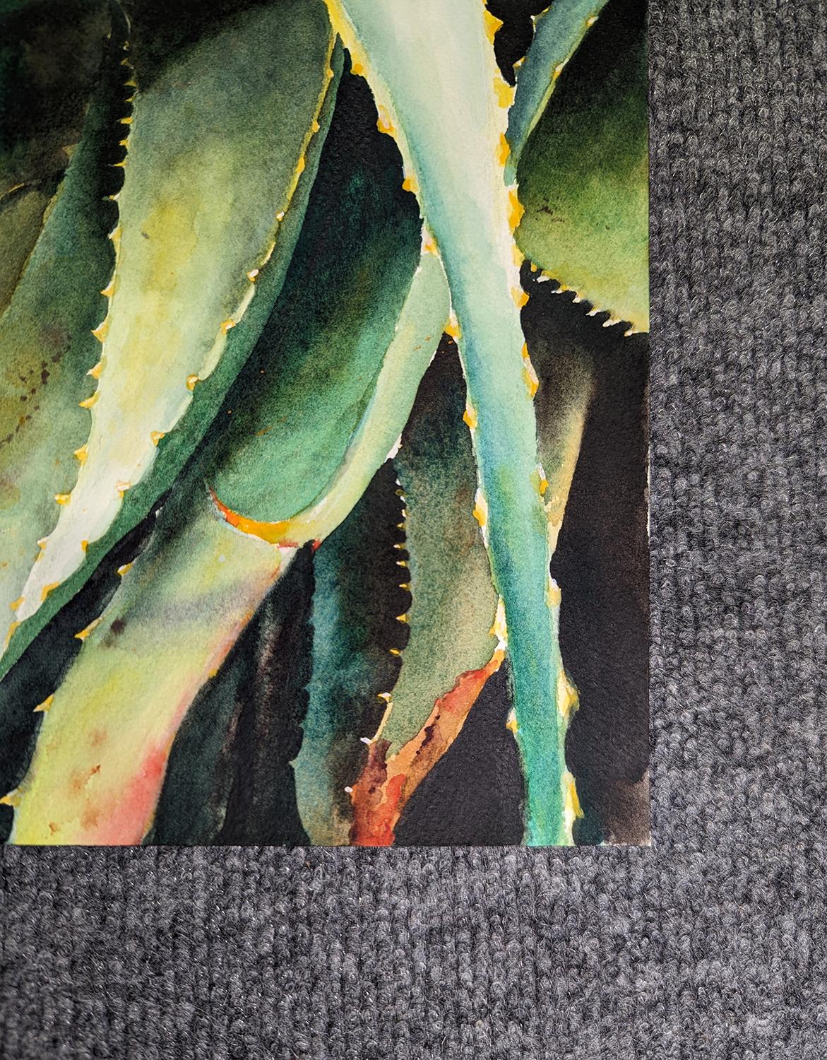 Blooming Succulents, Originalgemälde – Art von Jinny Tomozy