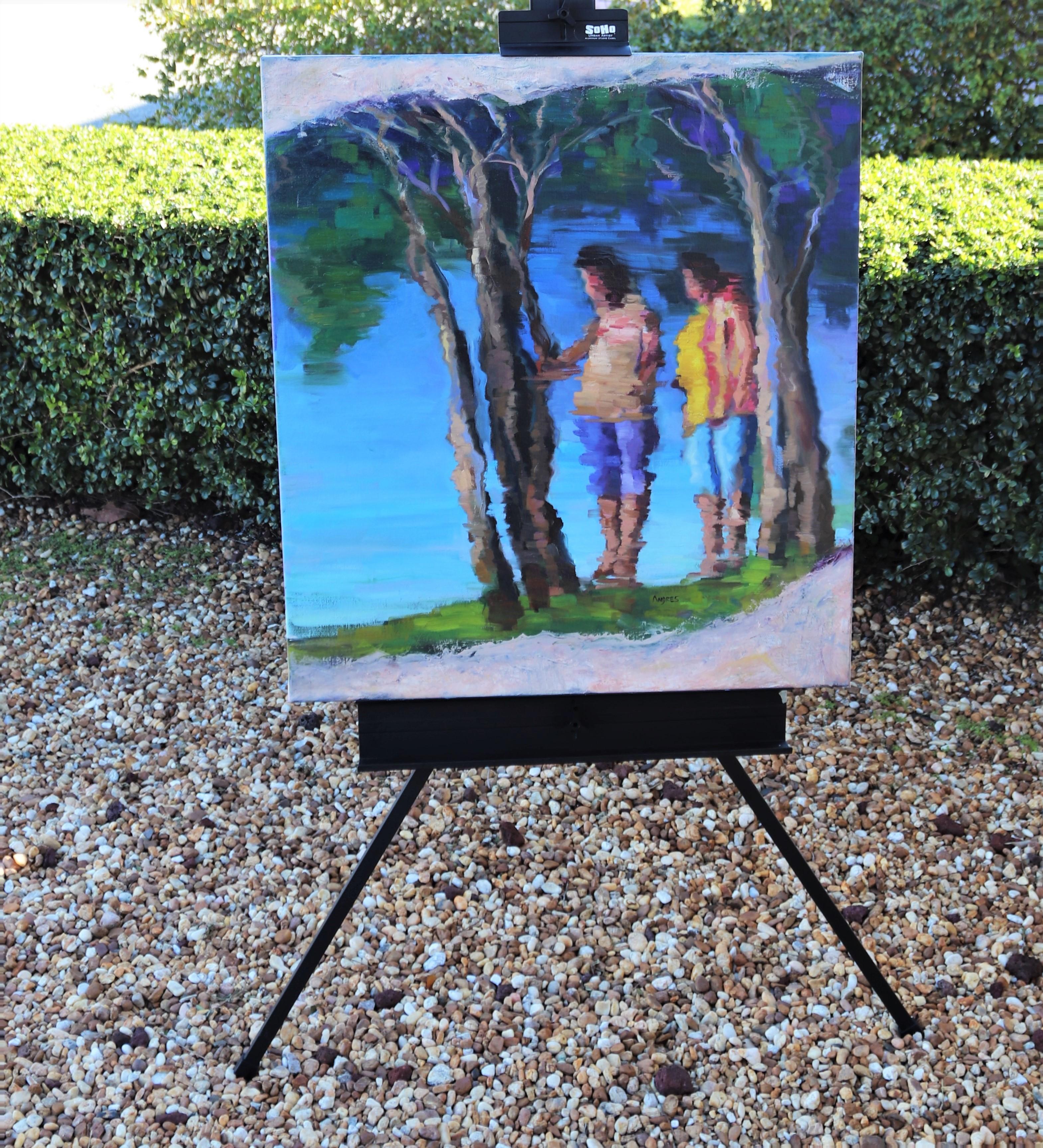 <p>Artist Comments<br>Artist Andres Lopez shares a view of two figures by the shade of the trees in loose painterly strokes. A simple moment of peace for two people who walk near the water. 