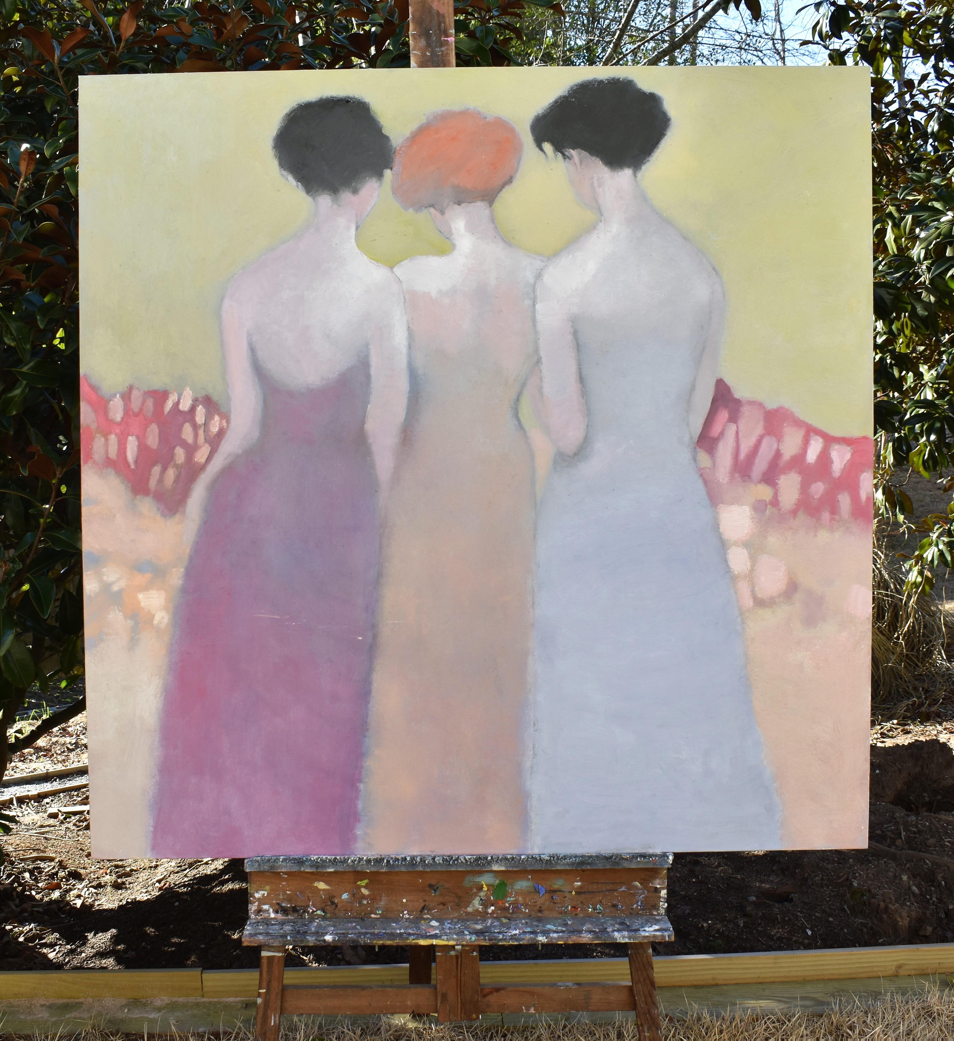<p>Commenti dell'artista<br>L'artista Mary Pratt dipinge tre donne vicine in un legame palpabile di vicinanza e amicizia. Riflettendo sul mondo, Mary crea questo posizionamento per creare un senso di connessione, sfumando intenzionalmente le linee