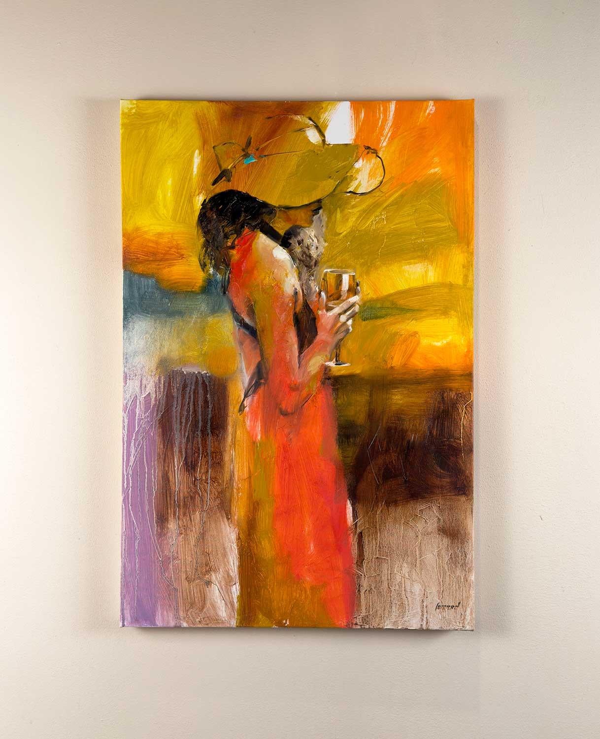 Moments chaleureux, peinture à l'huile - Impressionnisme abstrait Painting par Gary Leonard