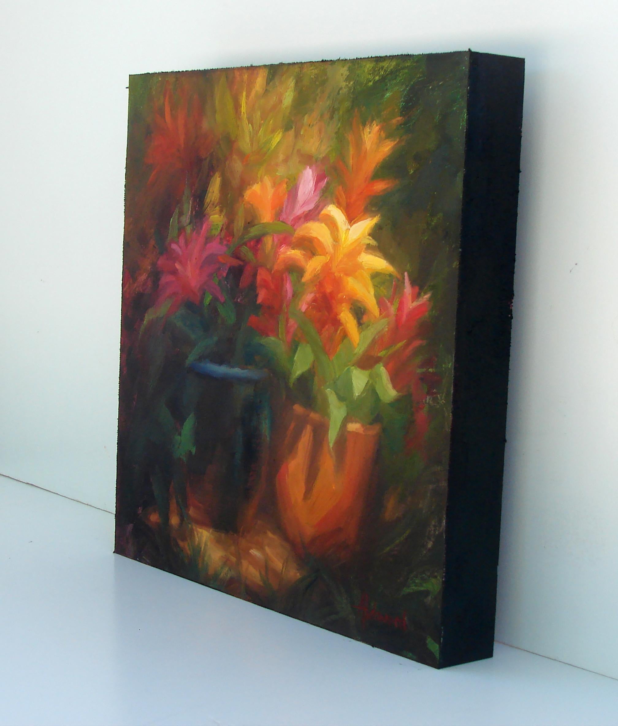 Explosion Bromeliad, peinture à l'huile - Painting de Sherri Aldawood
