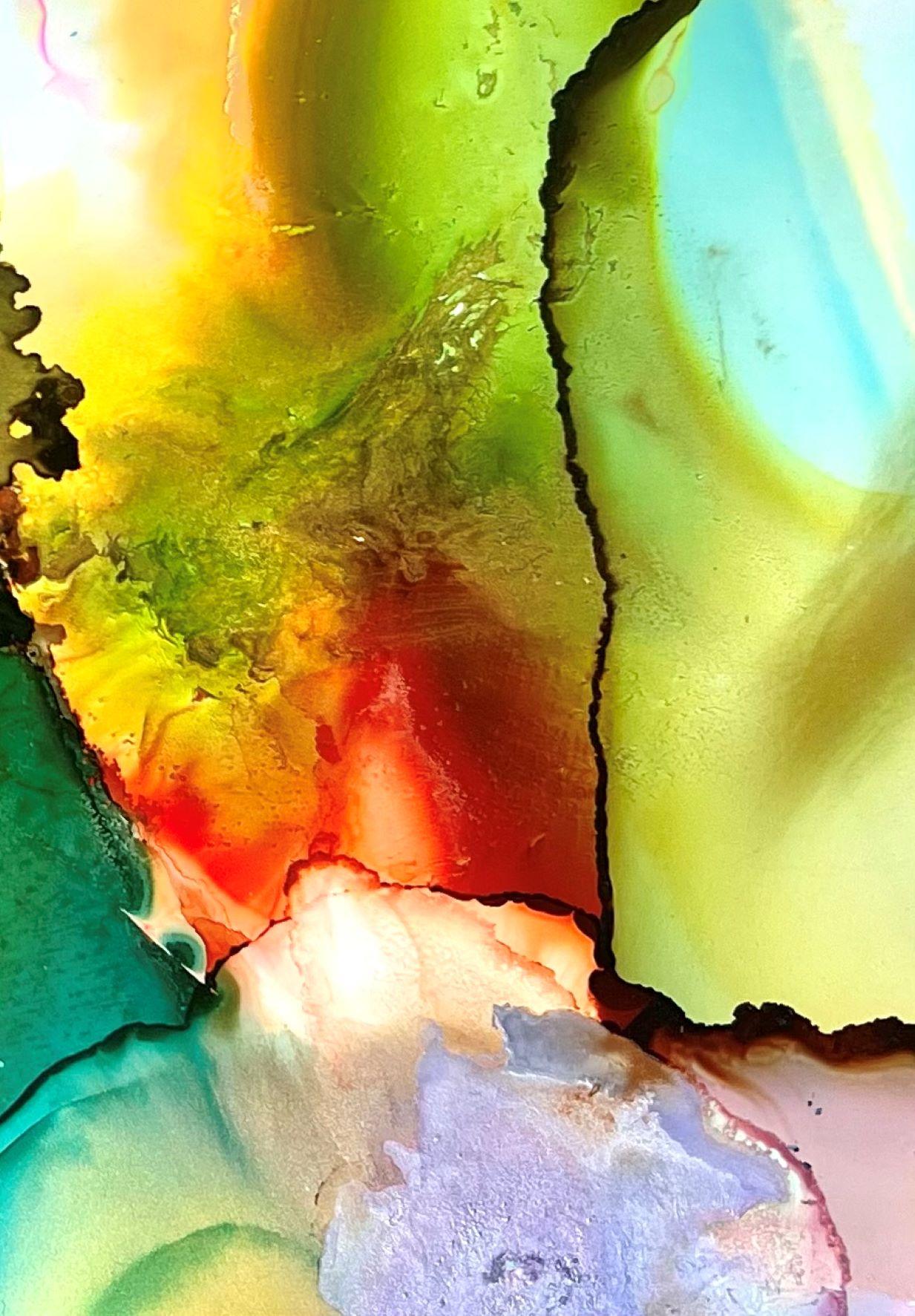 <p>Commentaires de l'artiste<br />L'artiste Eric Wilson présente un abstrait frais avec des fleurs de couleurs vives. Des nuances divergentes de vert avec des touches d'orange et de lilas fusionnent en couches hypnotiques. 