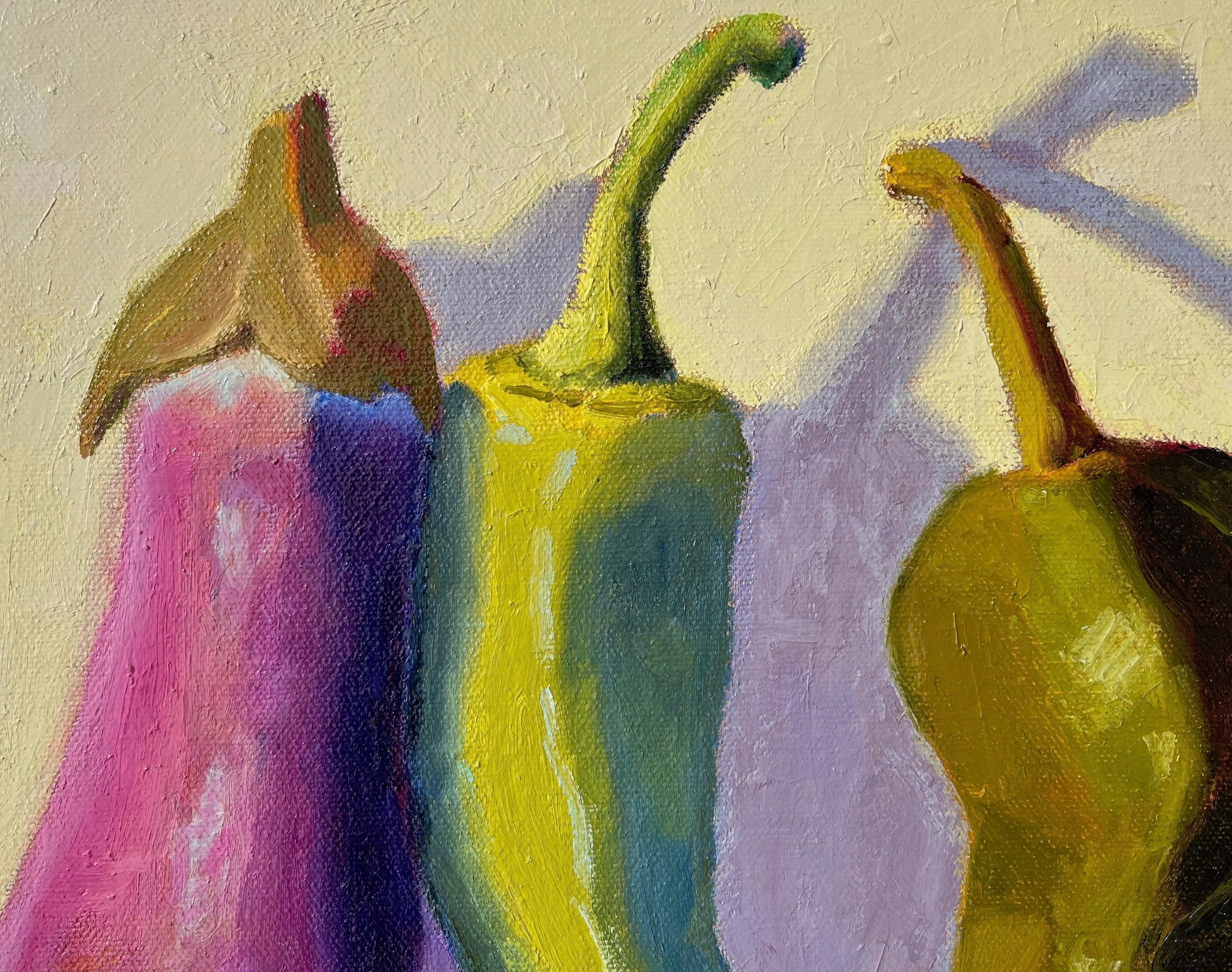 Eggplant and Peppers, Oil Painting 1