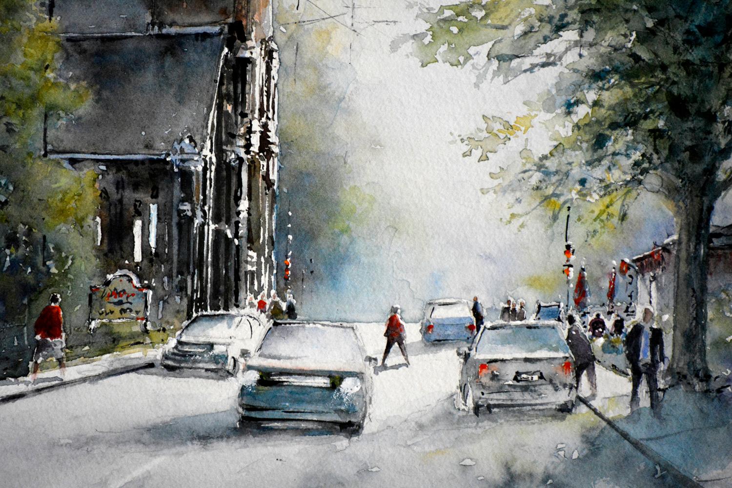<p>Kommentare des Künstlers<br>Die Künstlerin Judy Mudd präsentiert eine Impression einer idyllischen Straße in Franklin, Tennesee. Sie lässt sich von der Ruhe und Gelassenheit der Stadt inspirieren, die sie bei einem Wochenendausflug erlebt hat.