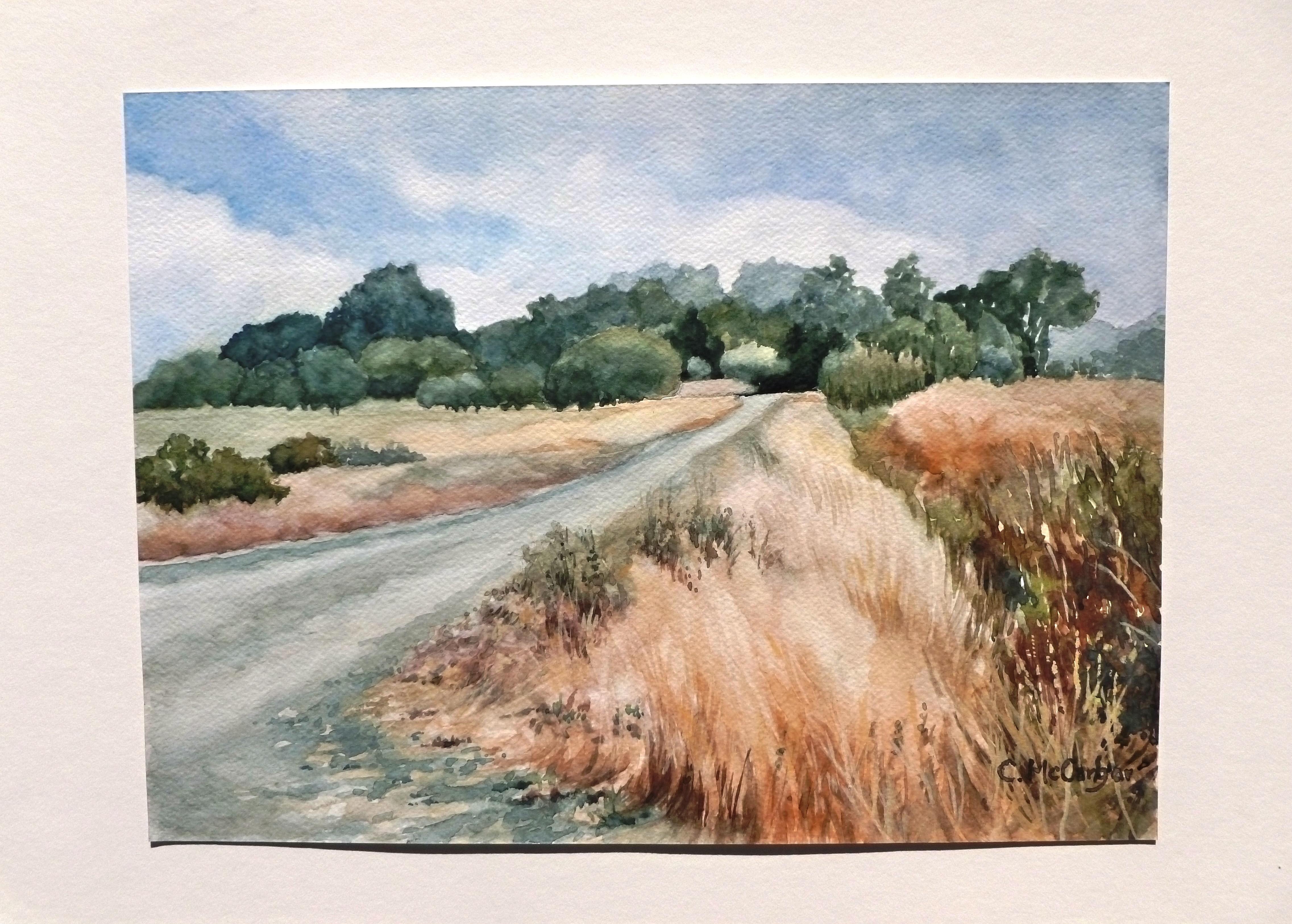 <p>Artist Comments<br>Artist Catherine McCargar paints a rural setting in this impressionist piece. She uses her refined skills to convey a grass field's softness and intricacies. Meanwhile, she leads the viewer along the walking path into the