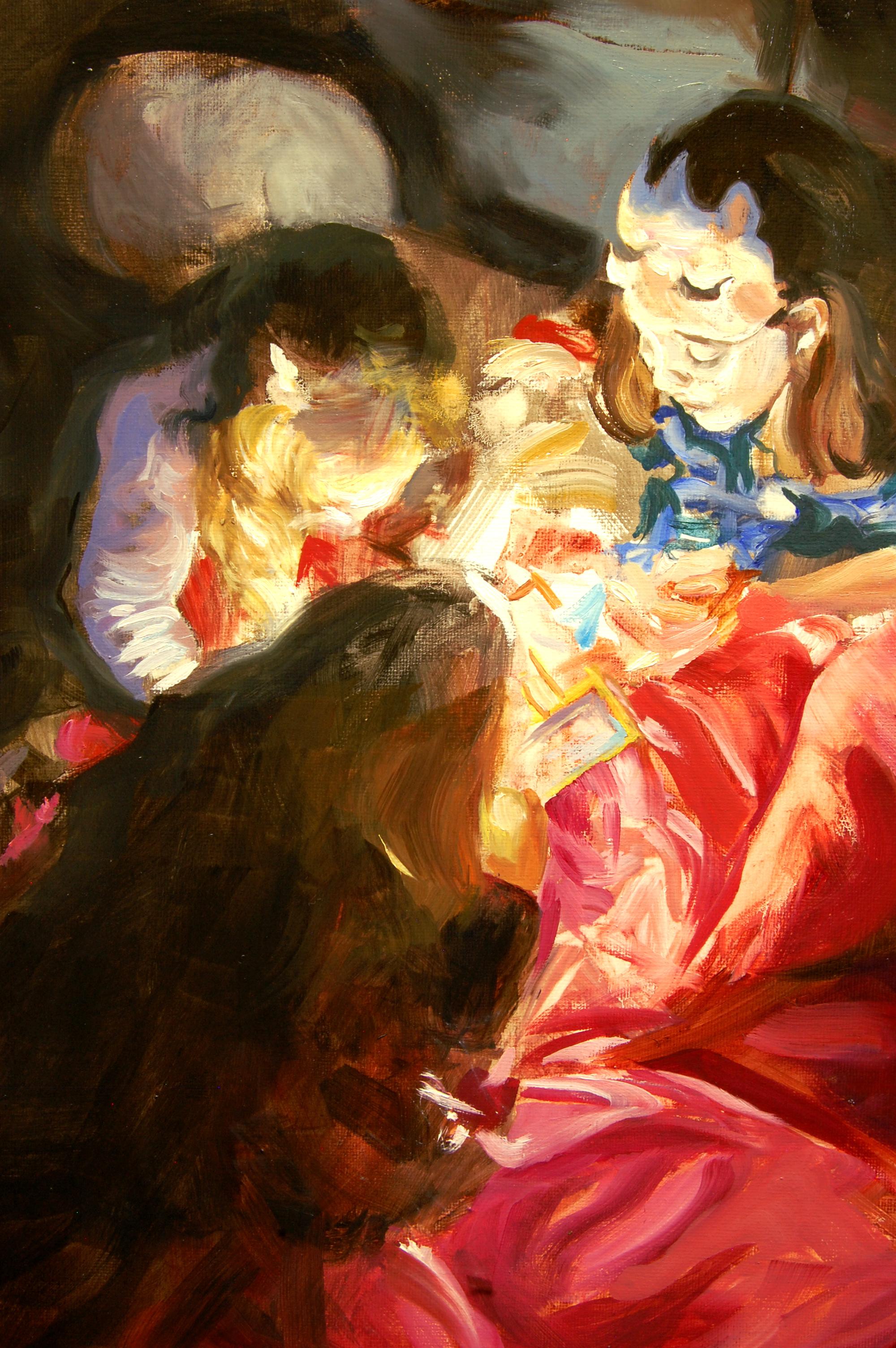 La soirée pyjama, peinture à l'huile 1