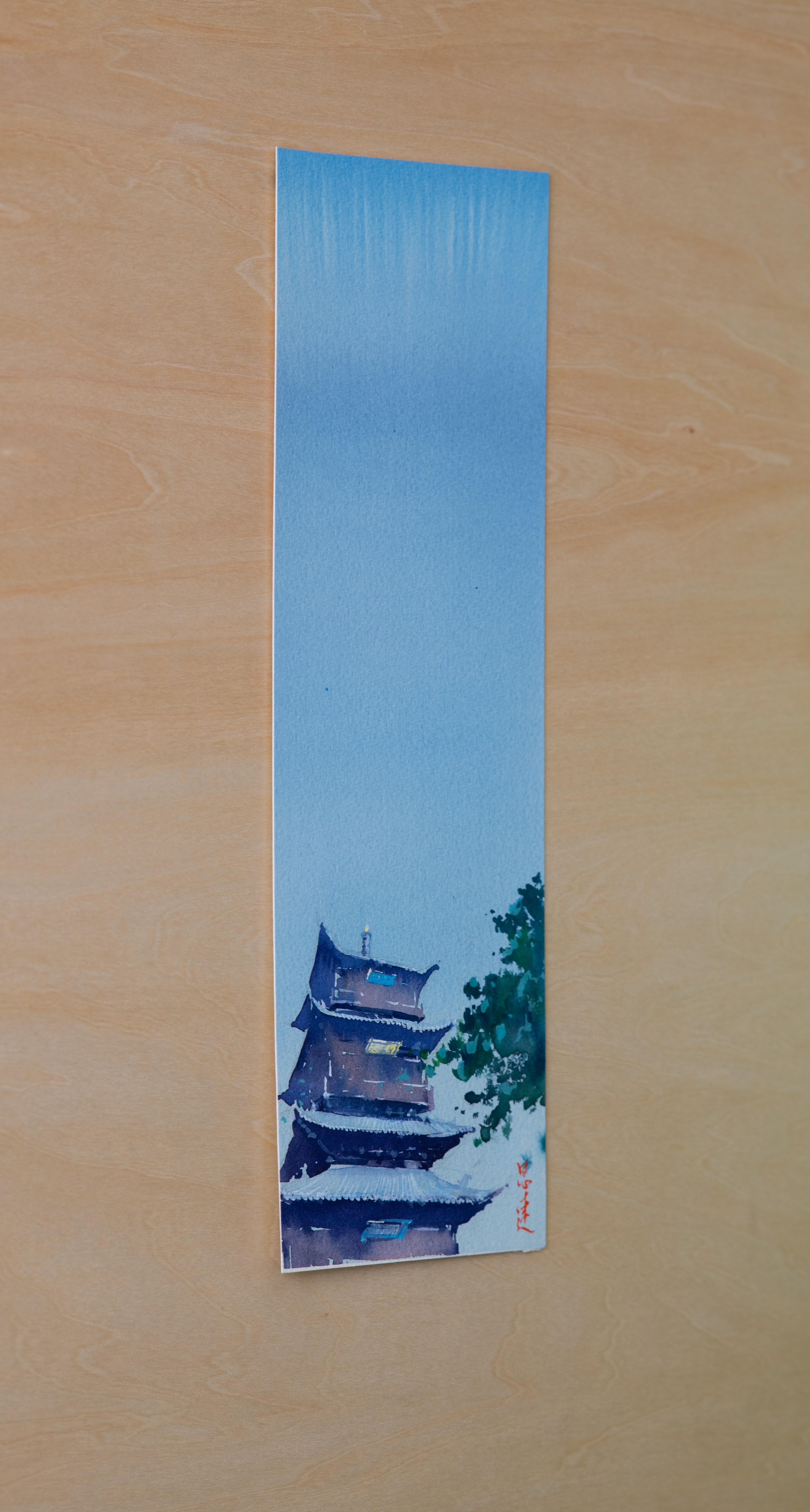 Aquarell-Impressionen der chinesischen Architektur 3, Originalgemälde – Art von Siyuan Ma