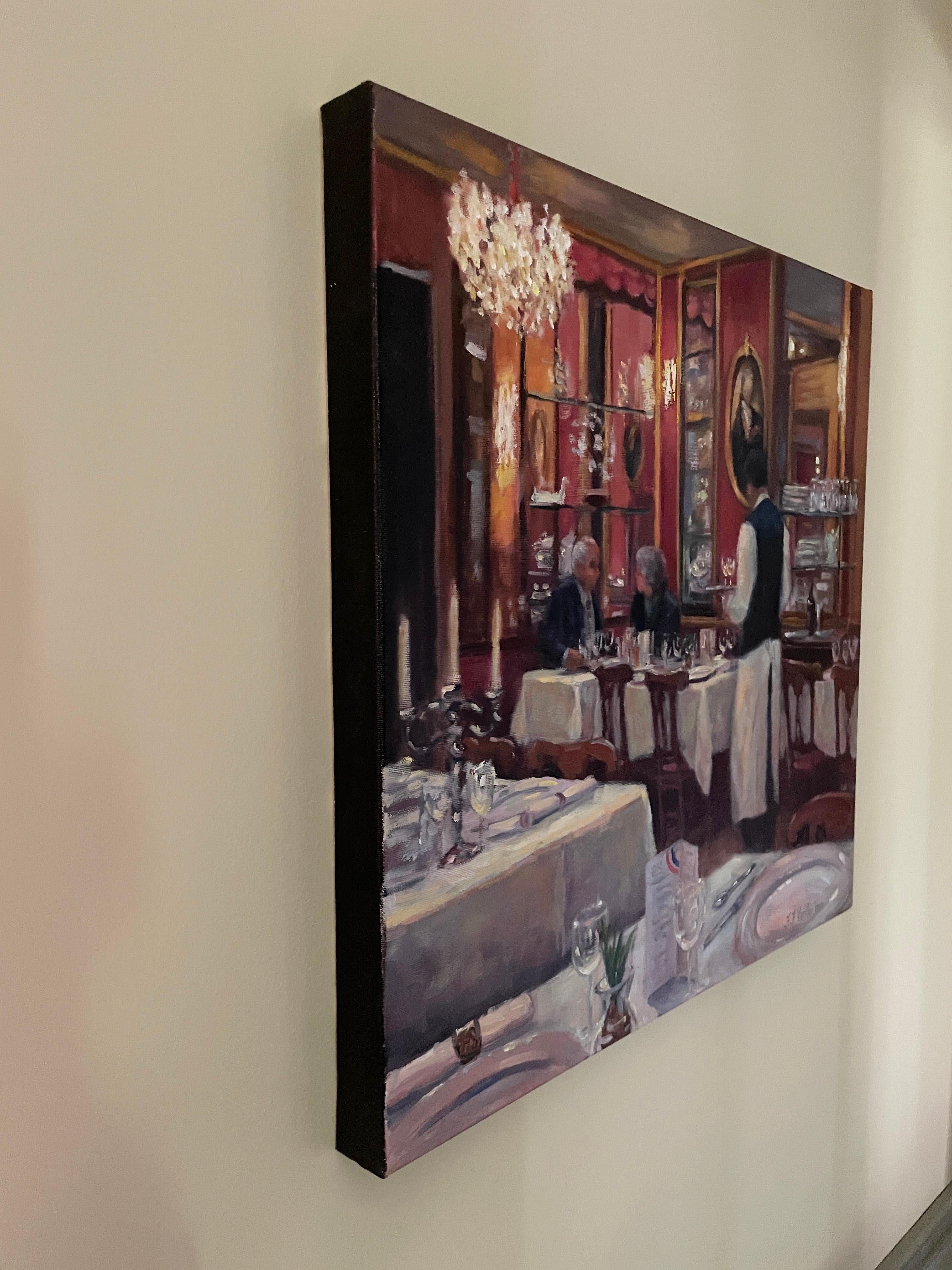 <p>Artist Comments<br>Artist Faye Vander Veer paints an intimate view depicting the interior of Le Procopeâ€”one of Paris's most famous restaurants. Using a limited palette and decisive brushwork, Faye creates an ambient environment that draws the