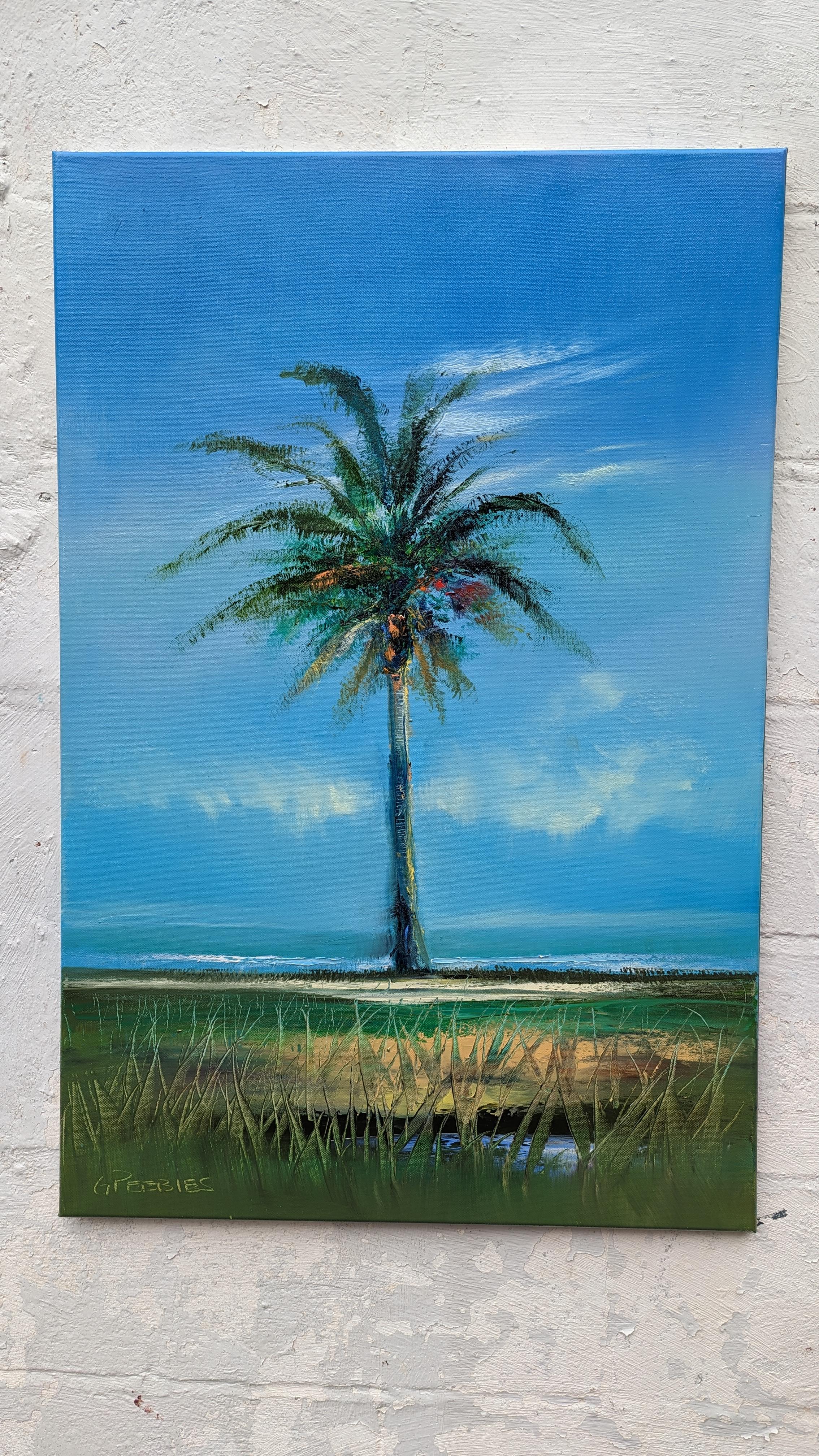 palm tree oil painting