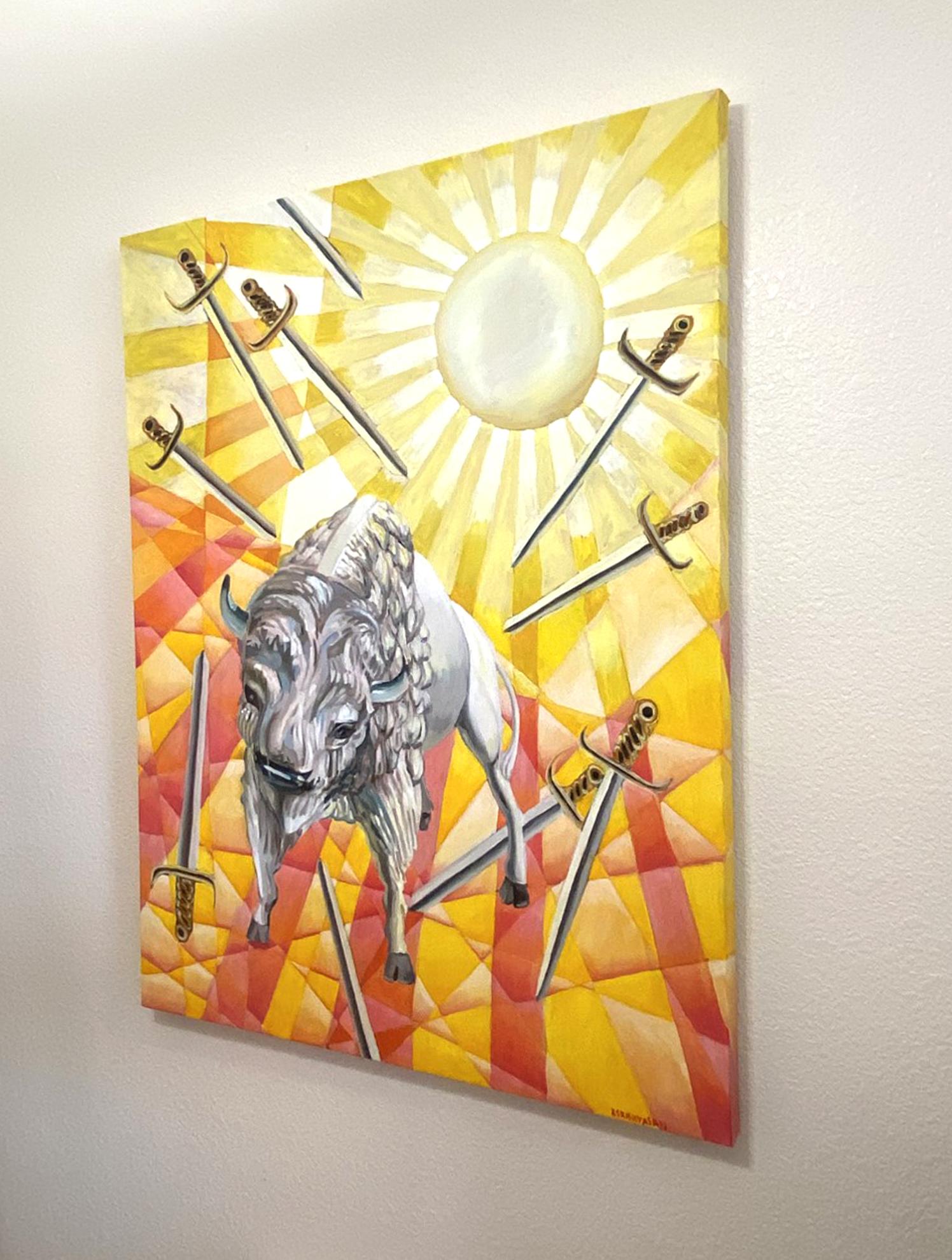 <p>Artist Comments<br />Artist Rachel Srinivasan presents a surreal image of a white bison standing in the middle of 10 swordsâ€”nominative to its corresponding card from the tarot deck. The creature appears bright and powerful despite depicting the