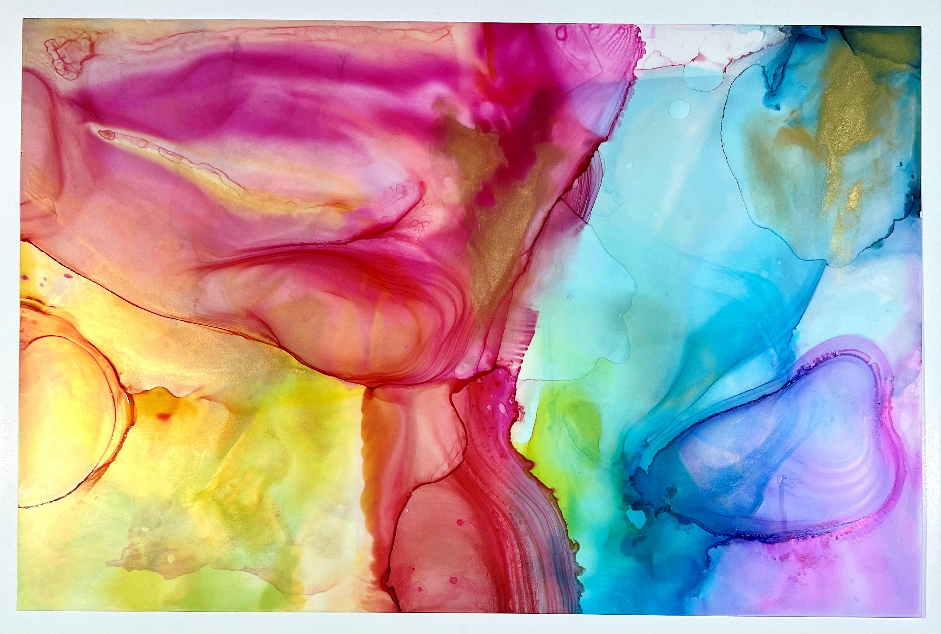 <p>Artist Comments<br>Artist Eric Wilson presents luminous formations within a rainbow haze of alcohol ink color washes. Abstracted layers of color freely flow throughout the composition. The painting represents a positive affirmation that activates