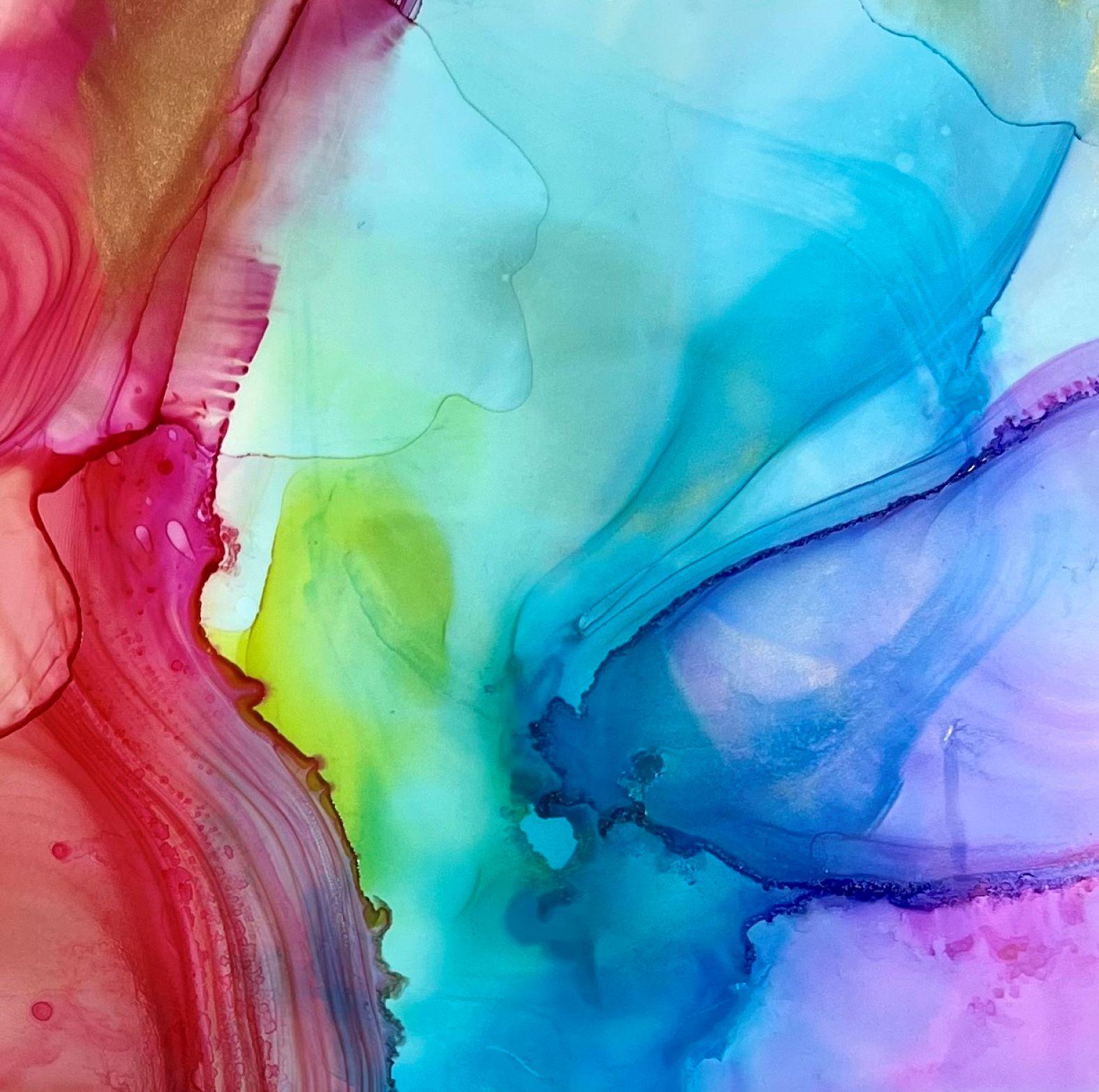 <p>Commentaires de l'artiste<br>L'artiste Eric Wilson présente des formations lumineuses dans un brouillard arc-en-ciel de lavis d'encre à l'alcool. Des couches de couleurs abstraites circulent librement dans la composition. Le tableau représente