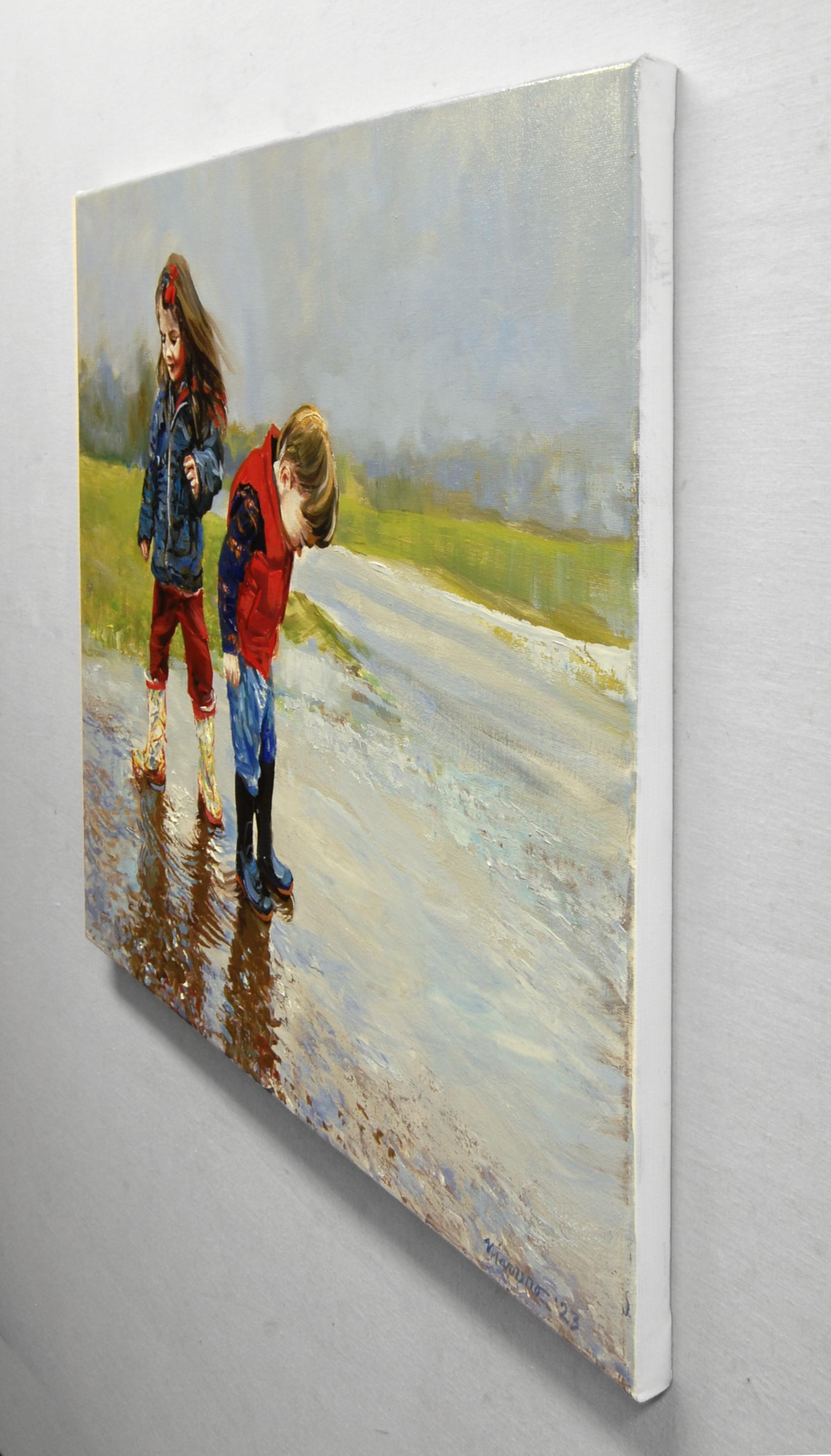 All You Need Is a Puddle, Oil Painting - Impressionist Art by Onelio Marrero