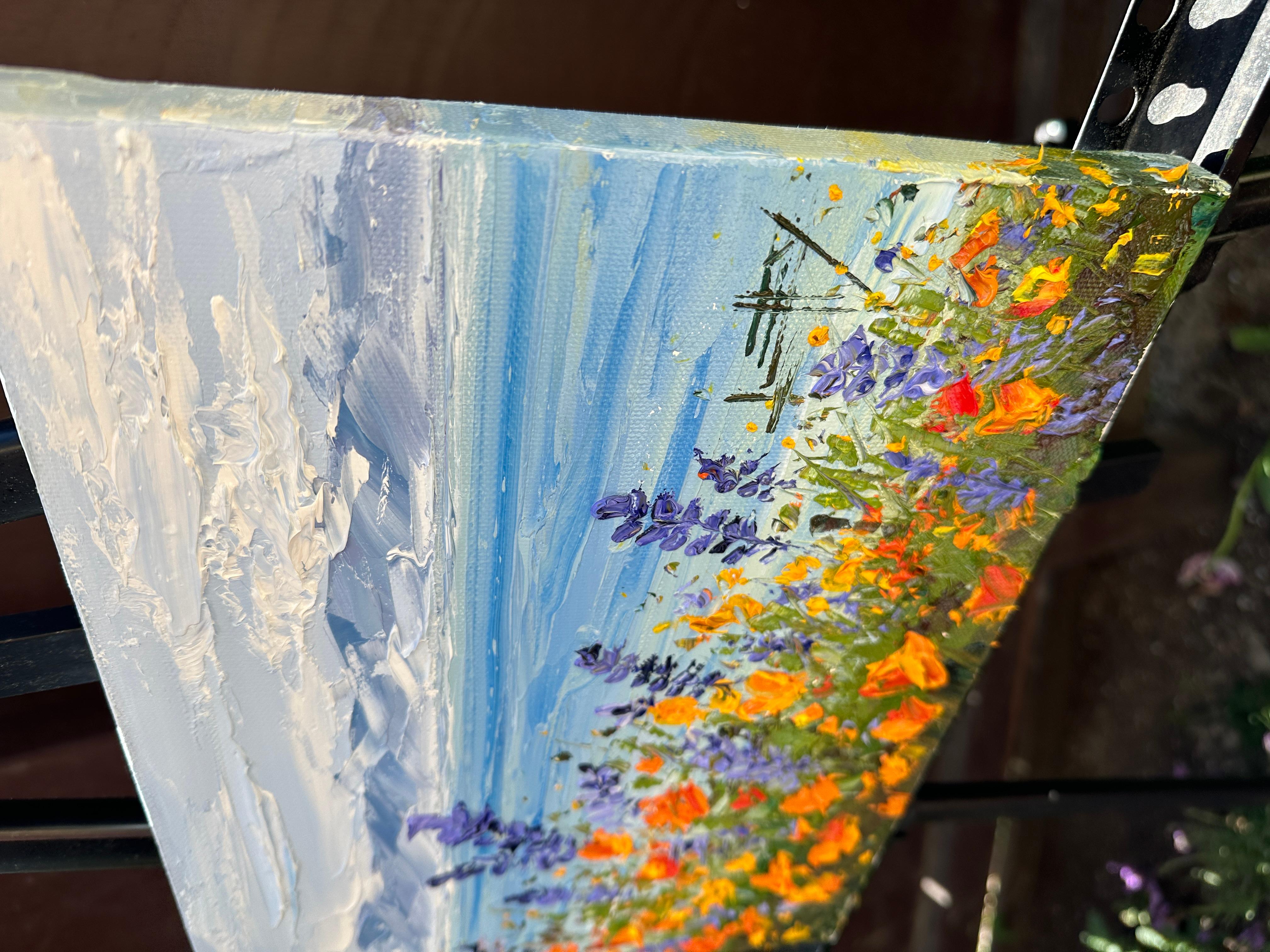 <p>Artist Comments<br>Artist Lisa Elley presents a gorgeous view of lupines and daisies overlooking a tranquil seascape. 