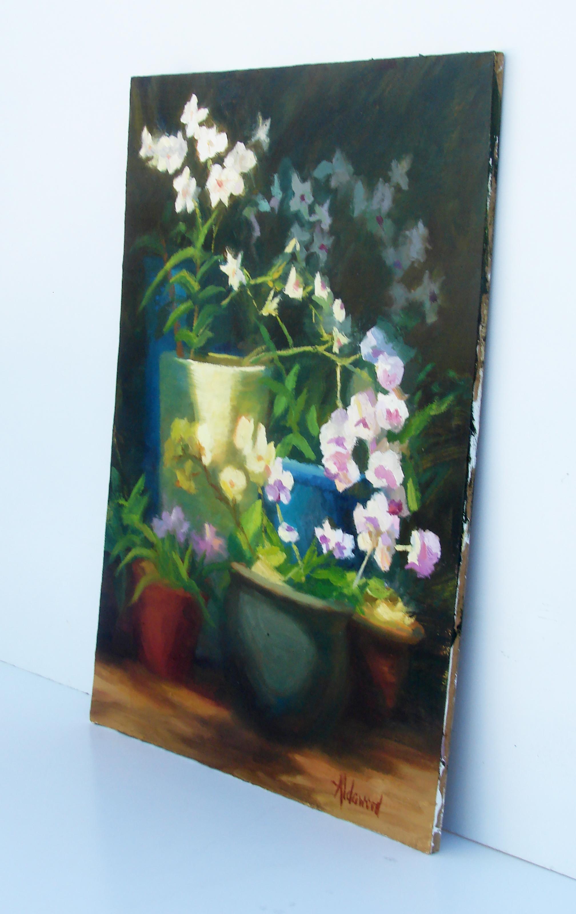 Conservatory Orchids, Oil Painting - Impressionist Art by Sherri Aldawood