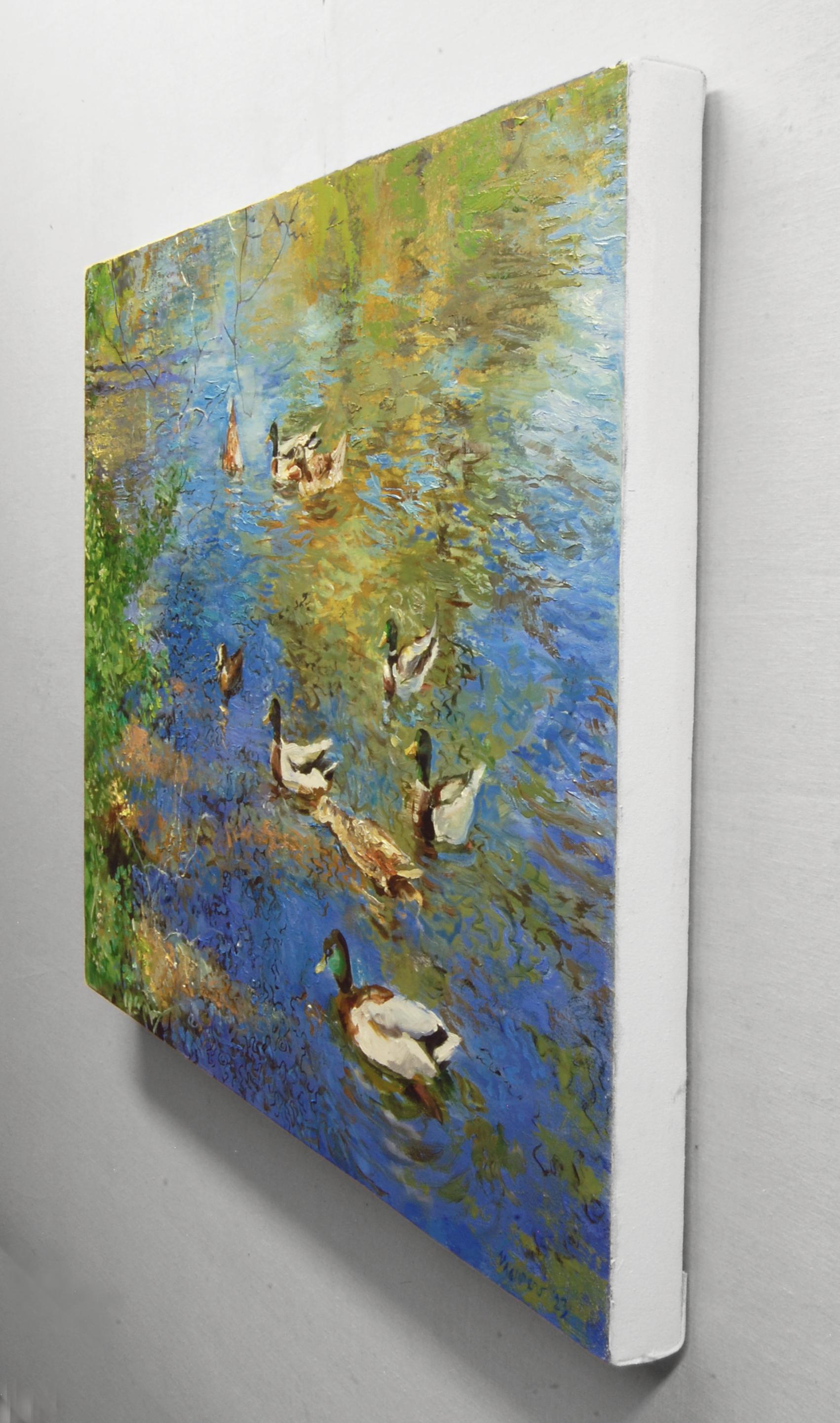 Ducks on the River, Oil Painting - Impressionist Art by Onelio Marrero