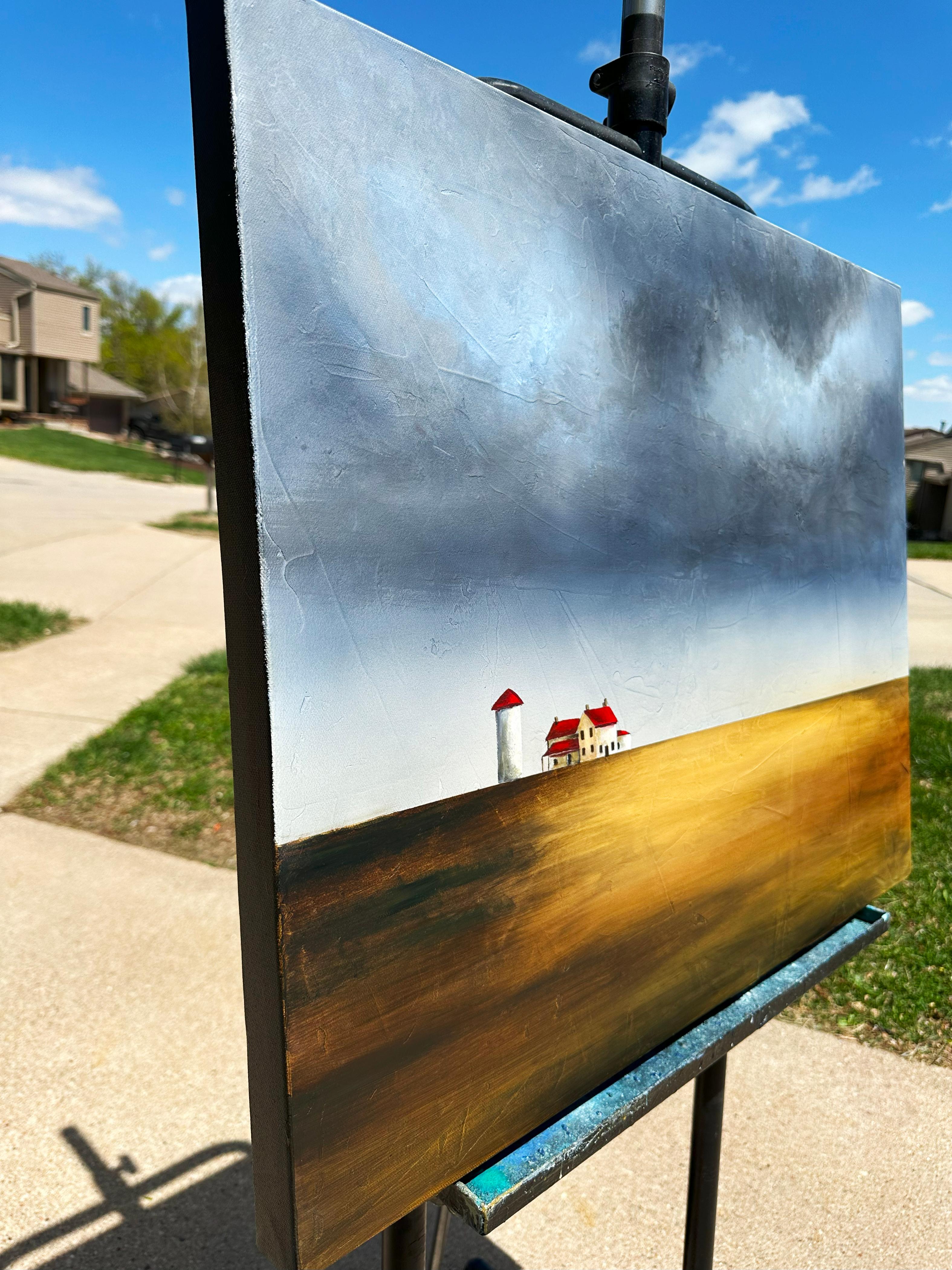 <p>Artist Comments<br>Artist Fernando Garcia paints a farm and a silo on a vast midwestern landscape. He offers the viewer a serene environment that conveys peace and tranquility. The horizon slowly dims, suggesting a storm brewing in the clouds.