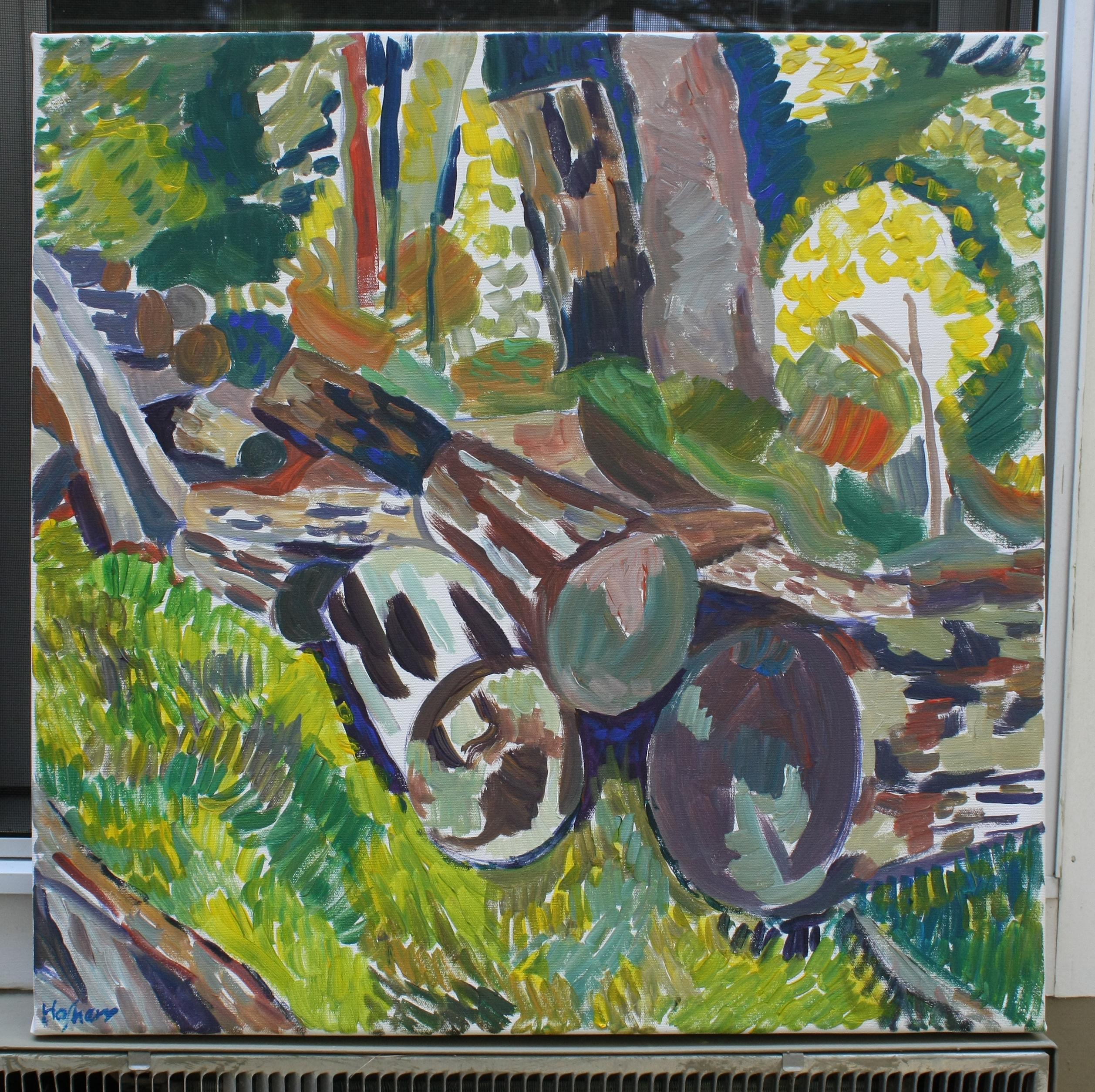 <p>Artist Comments<br>Artist Robert Hofherr presents a colorful expressionist rendering of an ordinary woodpile. The piece gets subjected to the complete Fauvist treatment. Bold colors, simplified drawing style, and highly energetic paint
