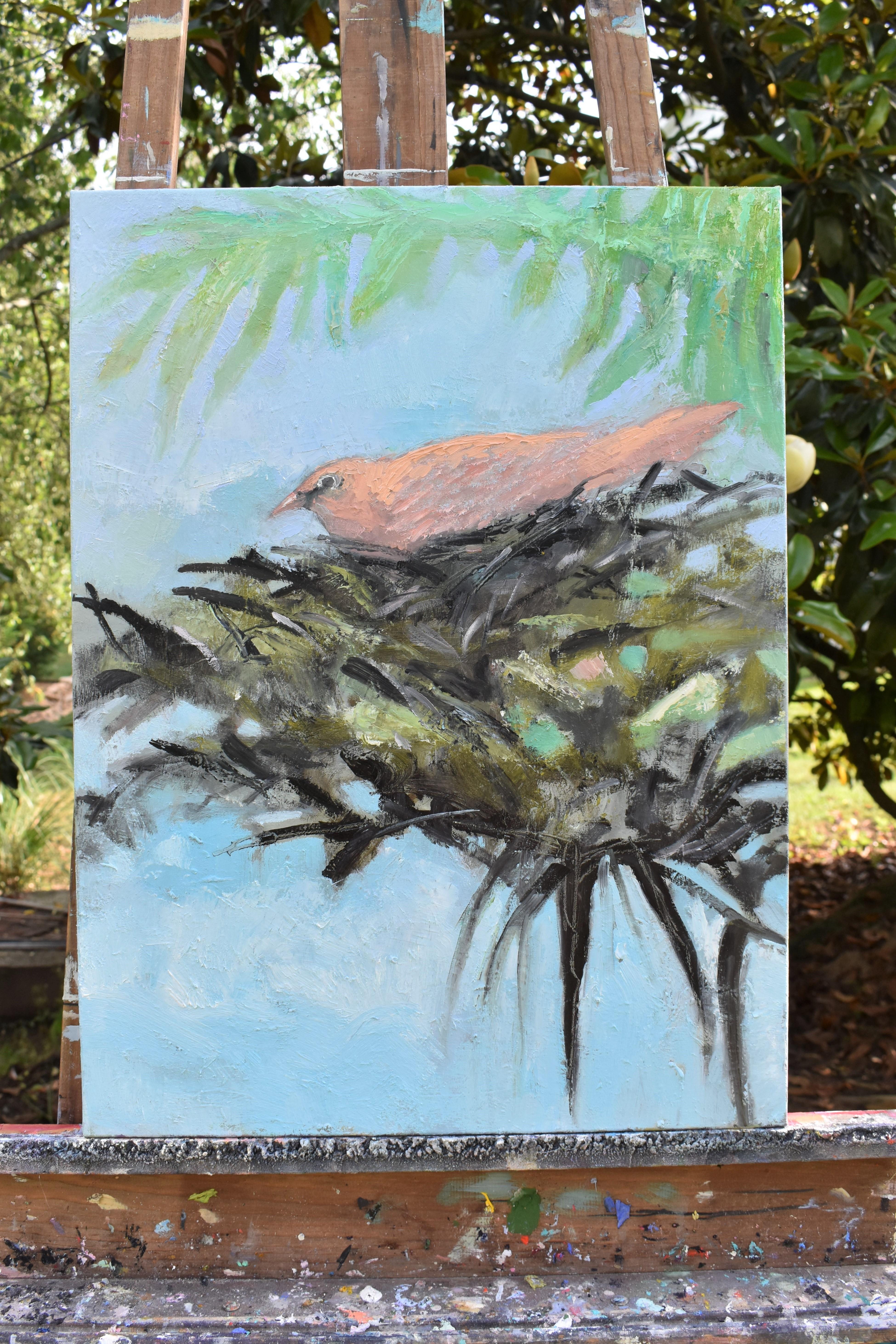 <p>Artist Comments<br>In the style of impressionism, artist Mary Pratt paints an orange bird perched on a nest. It waits for whatever the viewer imaginesâ€”perhaps new life. 