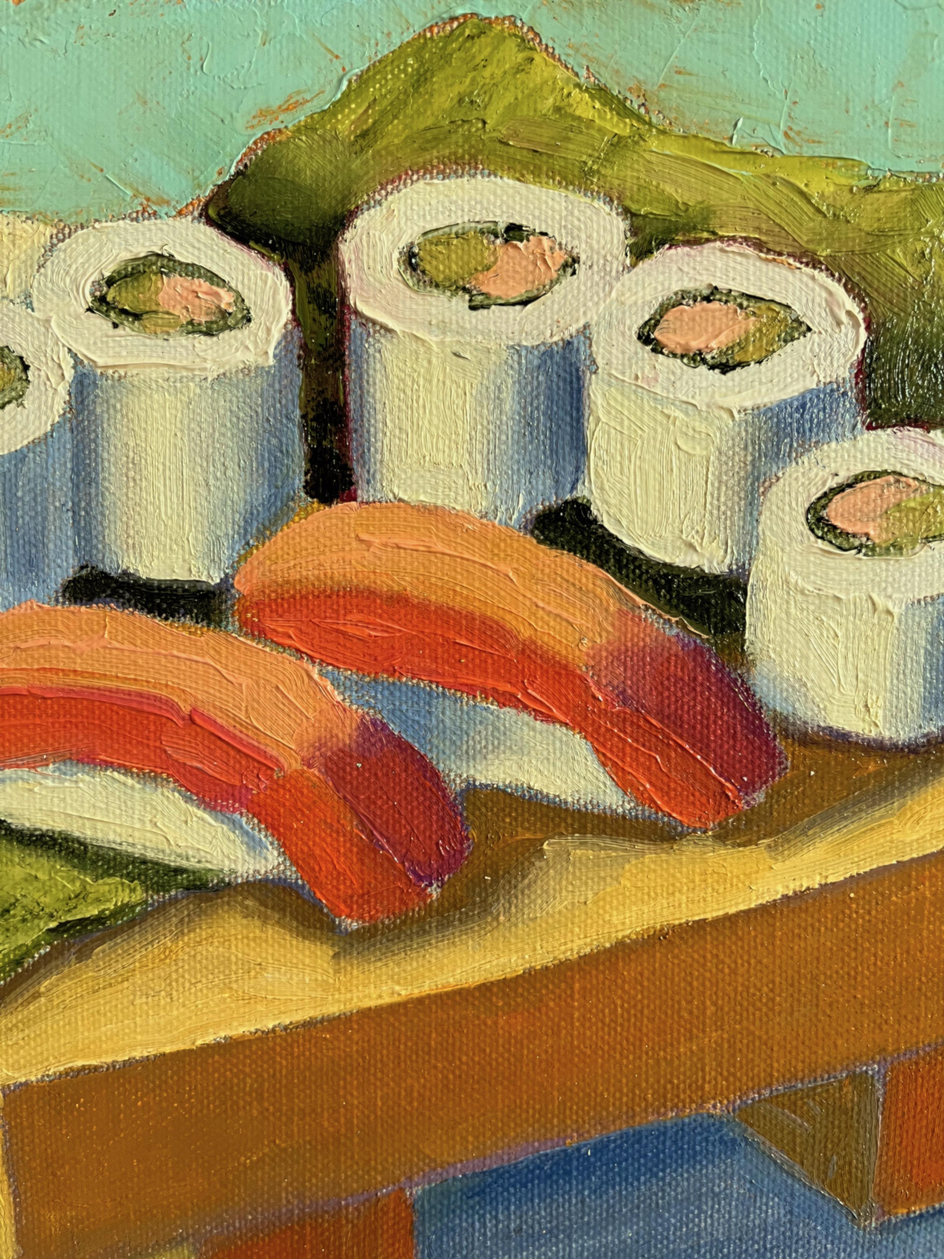 Planche à Sushi, peinture à l'huile - Impressionnisme Painting par Pat Doherty