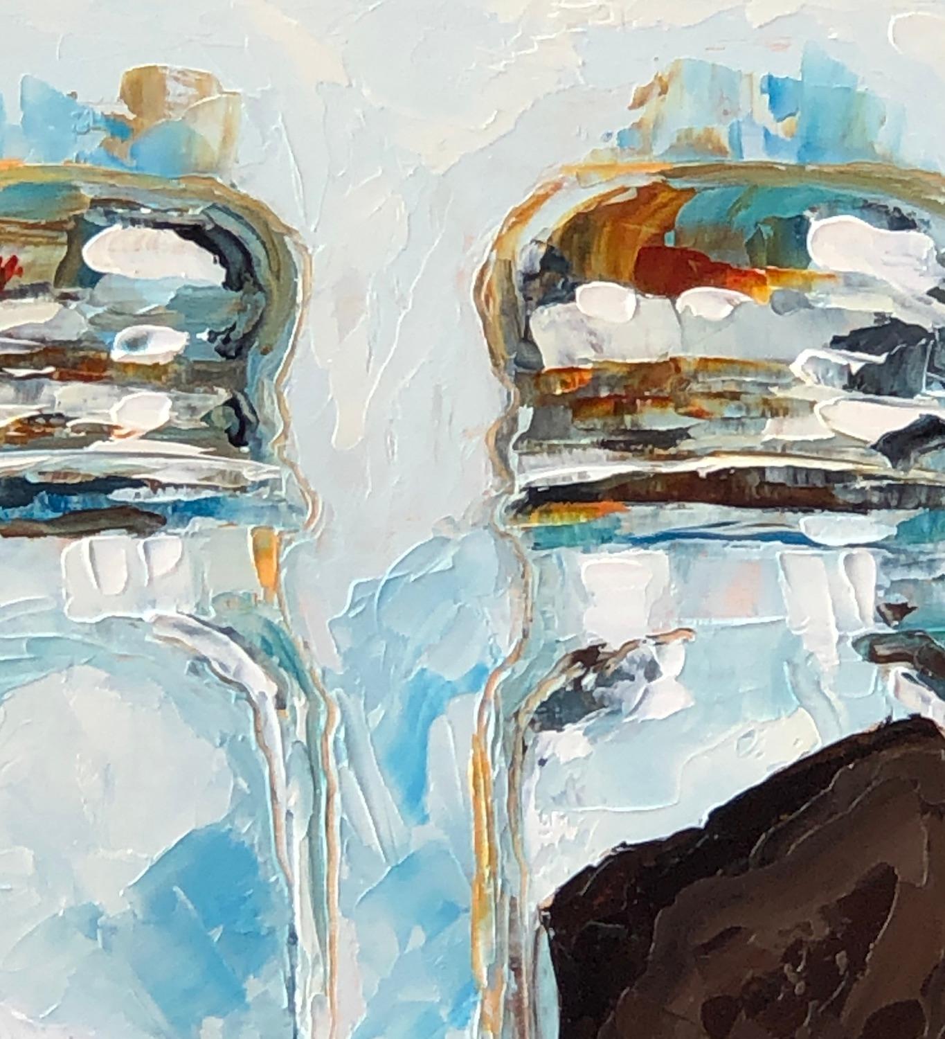 <p>Commentaires de l'artiste<br>L'artiste Karen Barton partage une nature morte de salières et de poivrières, deux épices parfaites. Elle peint à l'aide d'un pinceau et d'un couteau à palette pour présenter de belles couleurs et des textures