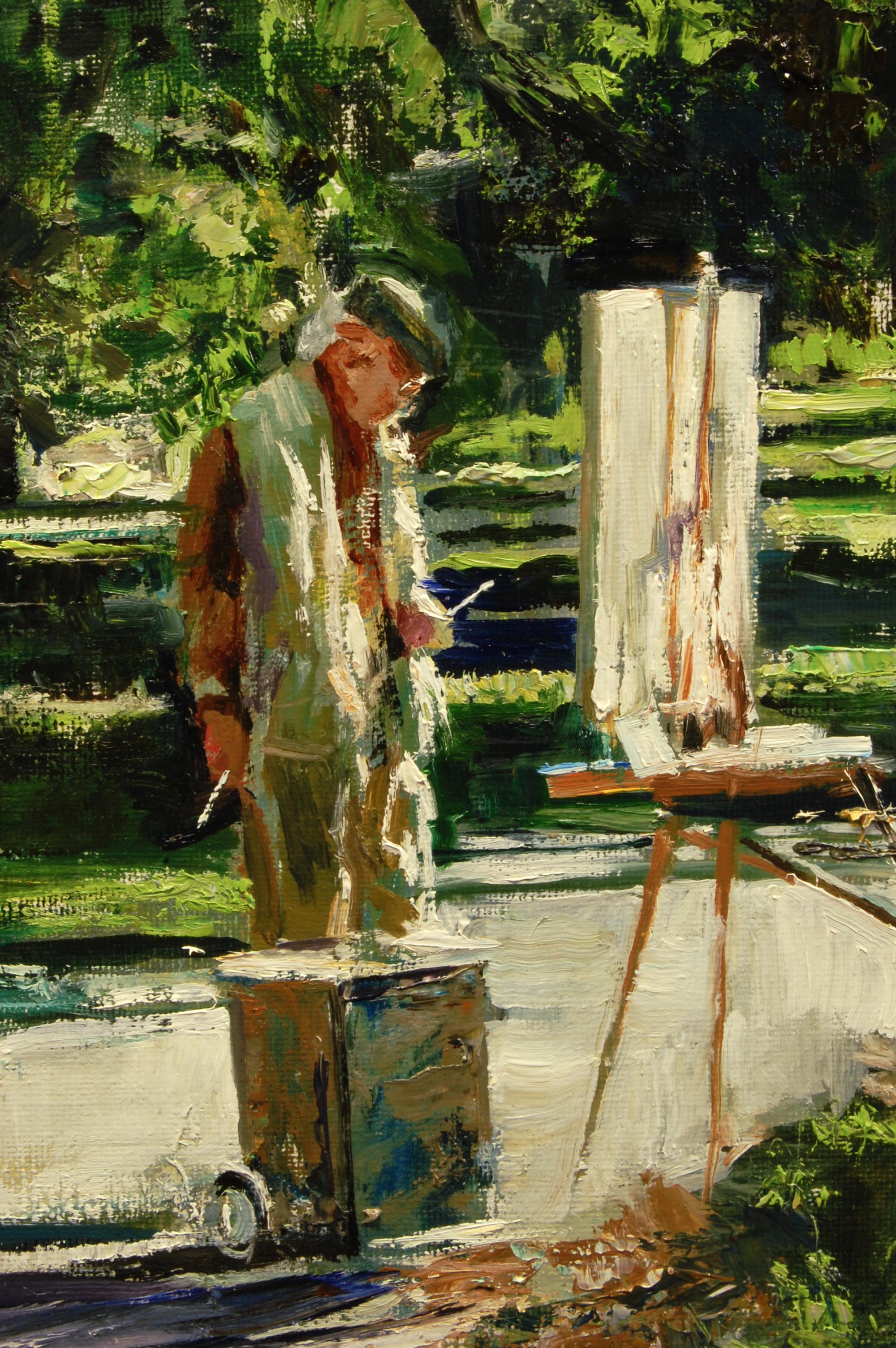 Plein Air Painter on the Common, Oil Painting For Sale 1