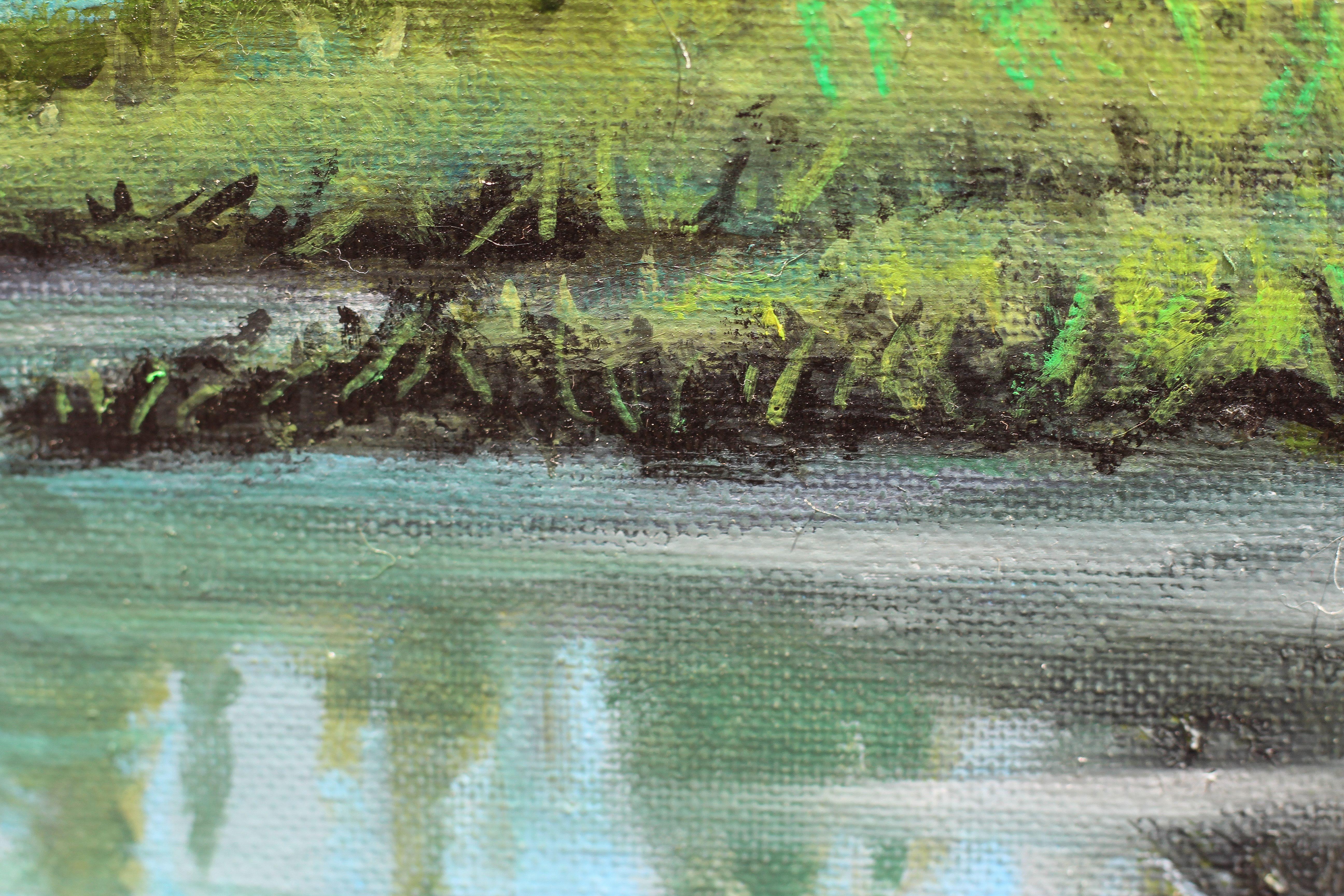 Pines Along the River, Oil Painting For Sale 1