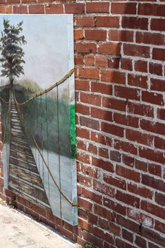 Ponte sul fiume, Pittura a olio