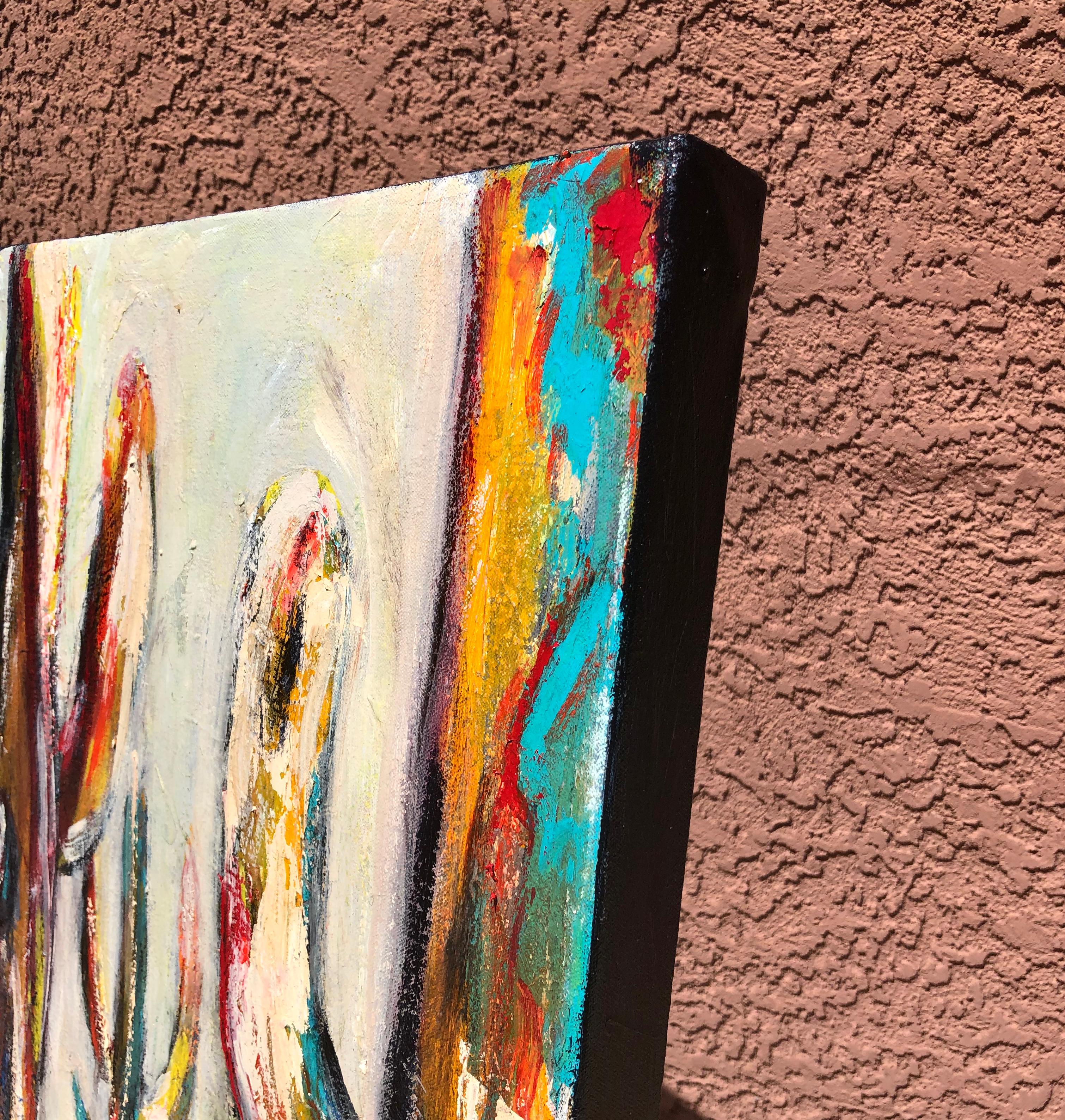 <p>Artist Comments<br>Artist Sharon Sieben shares an expressionist rendering of cacti. The last rays of sun glimmer across the Sonoran Desert. Majestic dust covers the Saguaro's arms, giving them a surreal glow. Sharon passionately paints with bold