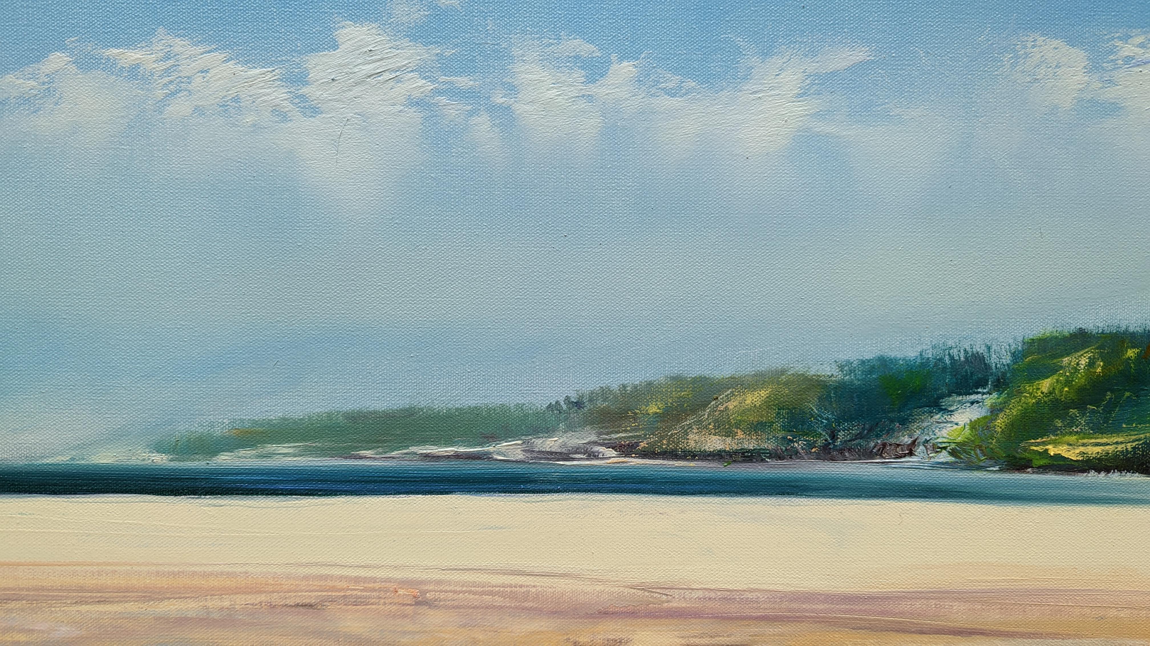 <p>Commentaires de l'artiste<br>L'artiste George Peebles présente une vue panoramique de la côte avec une approche impressionniste. Un lieu privilégié pour se recueillir. Le ciel, la mer et le sable créent un paysage marin harmonieux et séduisant.