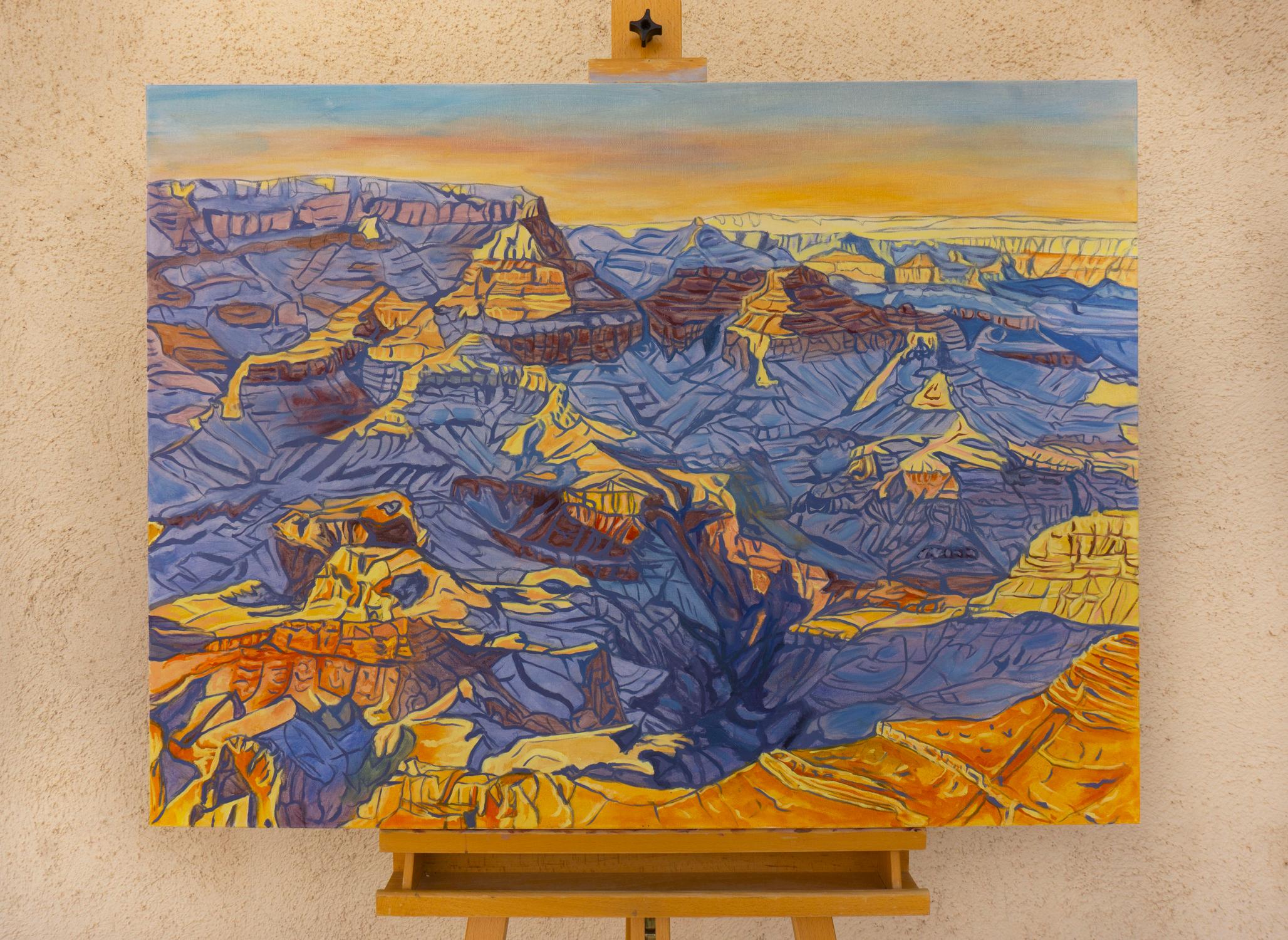 Coucher de soleil au Grand Canyon, peinture à l'huile - Impressionnisme Painting par Crystal DiPietro