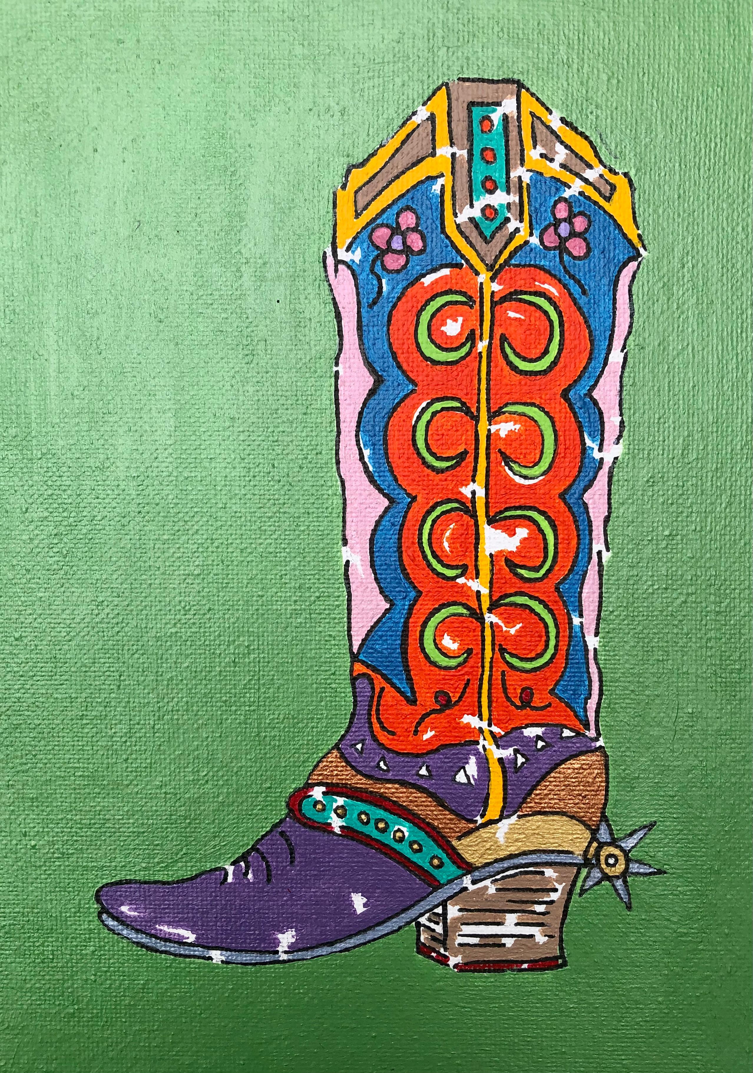 <p>Artist Comments<br>Artist John McCabe depicts four cowboy boots embellished with colorful details. 