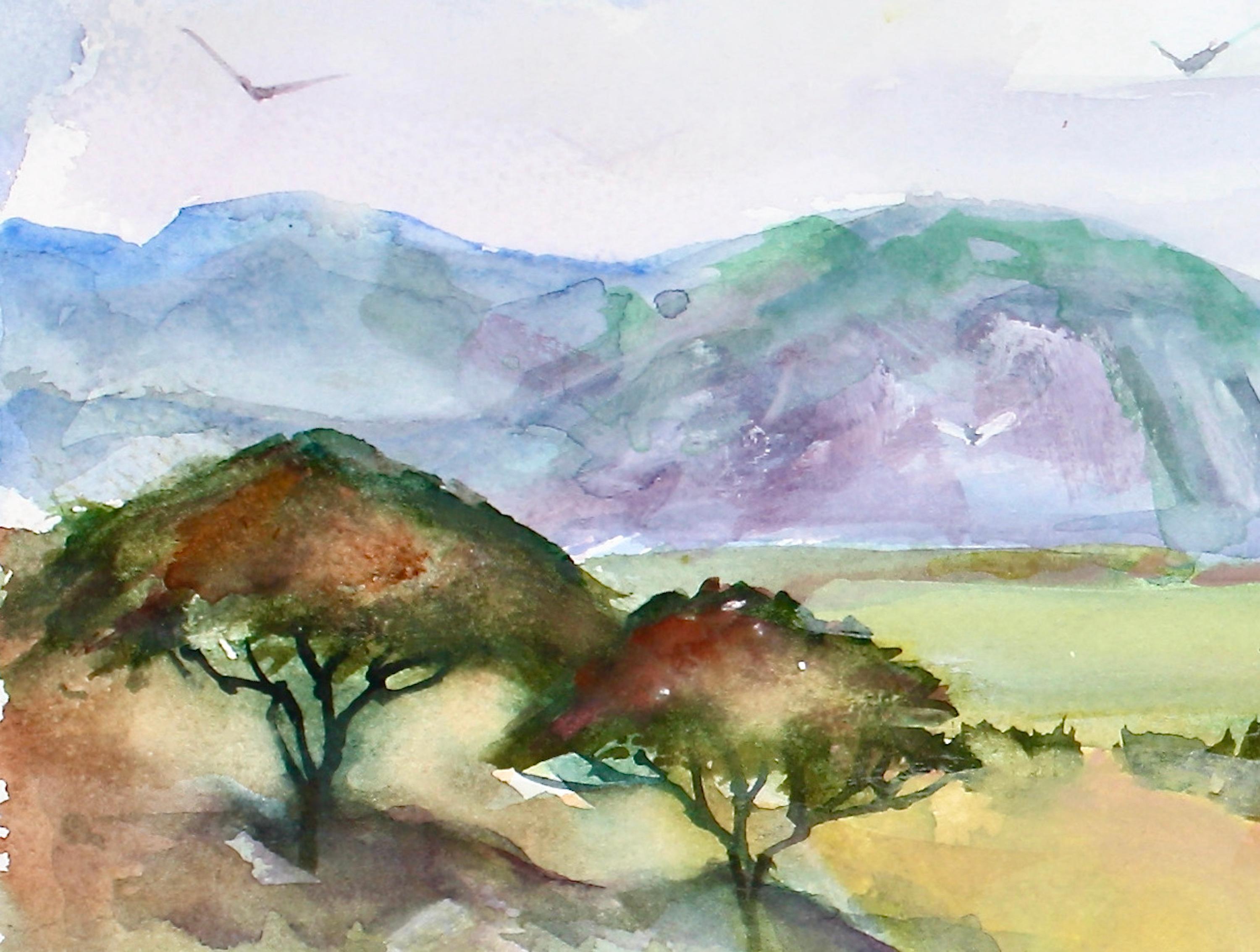 Acacia Trees 3, Original Painting - Impressionist Art by Joe  Giuffrida