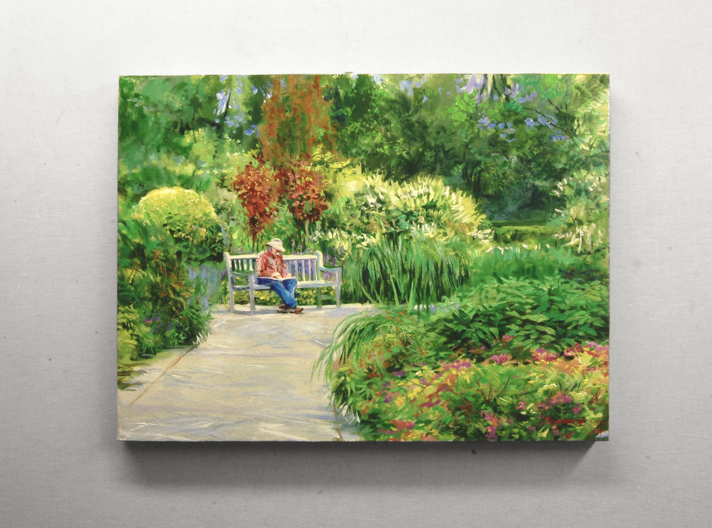 Sketching in the Garden, Oil Painting - Impressionist Art by Onelio Marrero